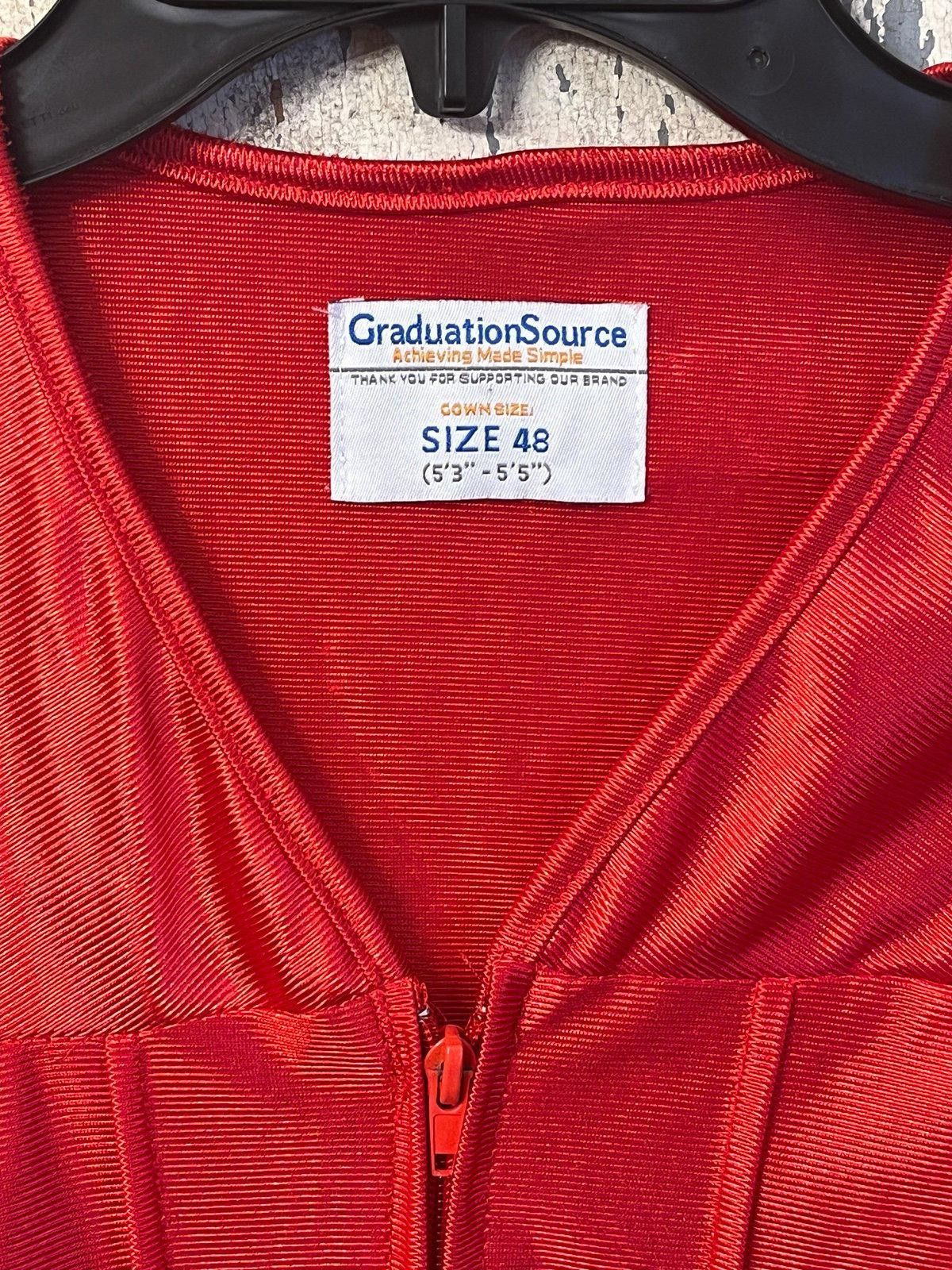 Designer Red Graduation gown, size 48, fits 5'3"-5'-5" Size ONE SIZE - 2 Thumbnail