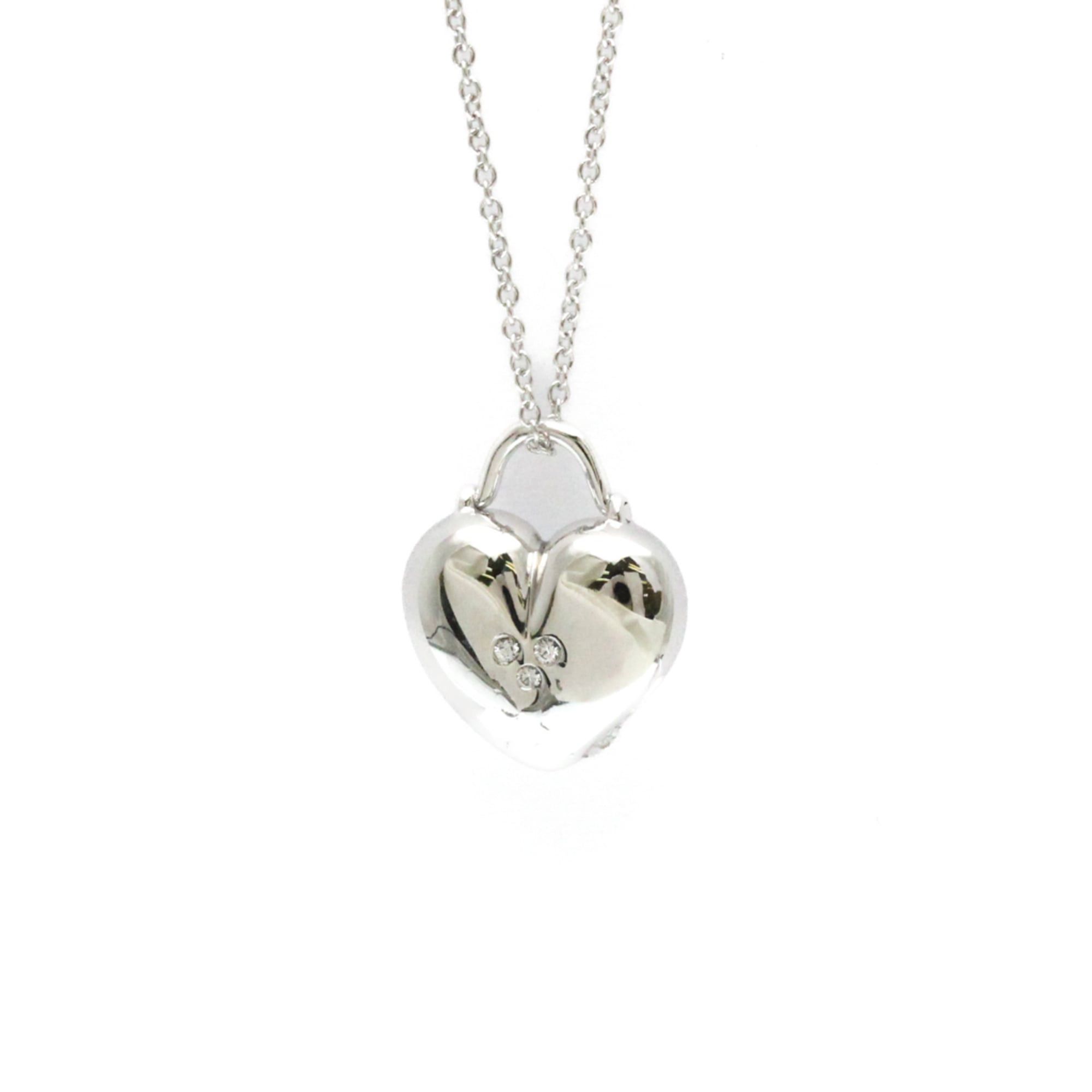 Tiffany & Co. Tiffany Sentimental Heart Diamond Necklace Platinum Diamond Women,Men Fashion Pendant Necklace (Silver) Size ONE SIZE - 1 Thumbnail