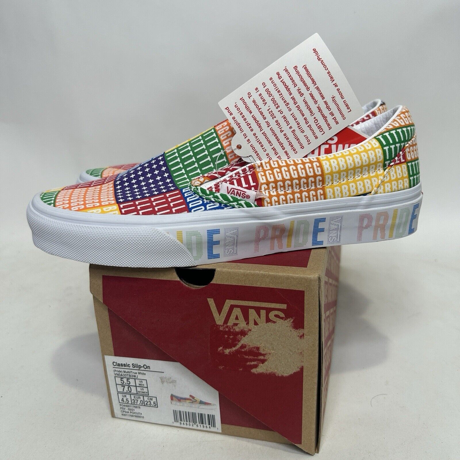Vans Vans Classic Slip-On “Pride/Multi True White” 2024 Size US 7 / IT 37 - 1 Thumbnail