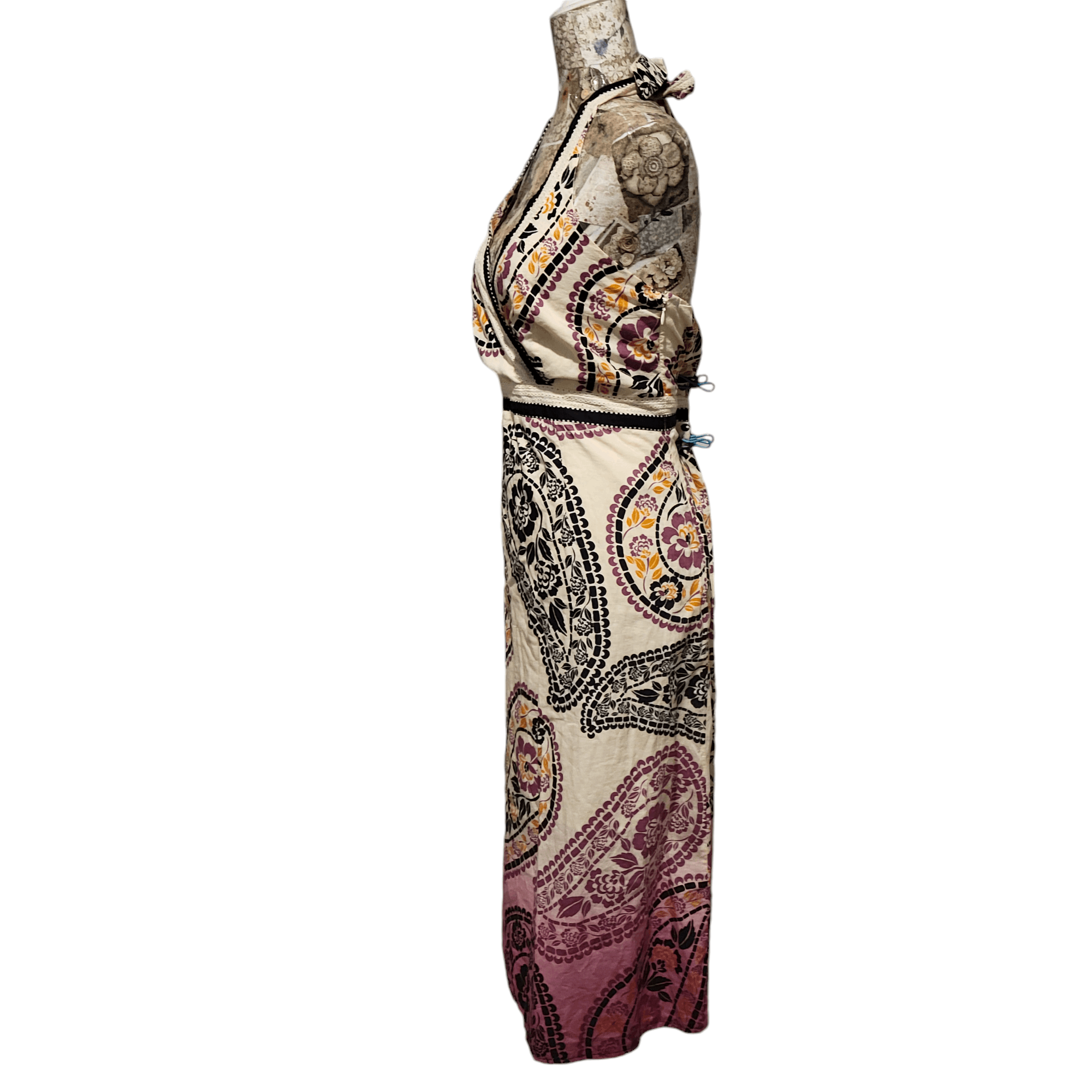 NBDN Nobrandedon Style & Co. Paisley Halter Empire Waist Tan Ombre Dress Size L / US 10 / IT 46 - 7 Thumbnail