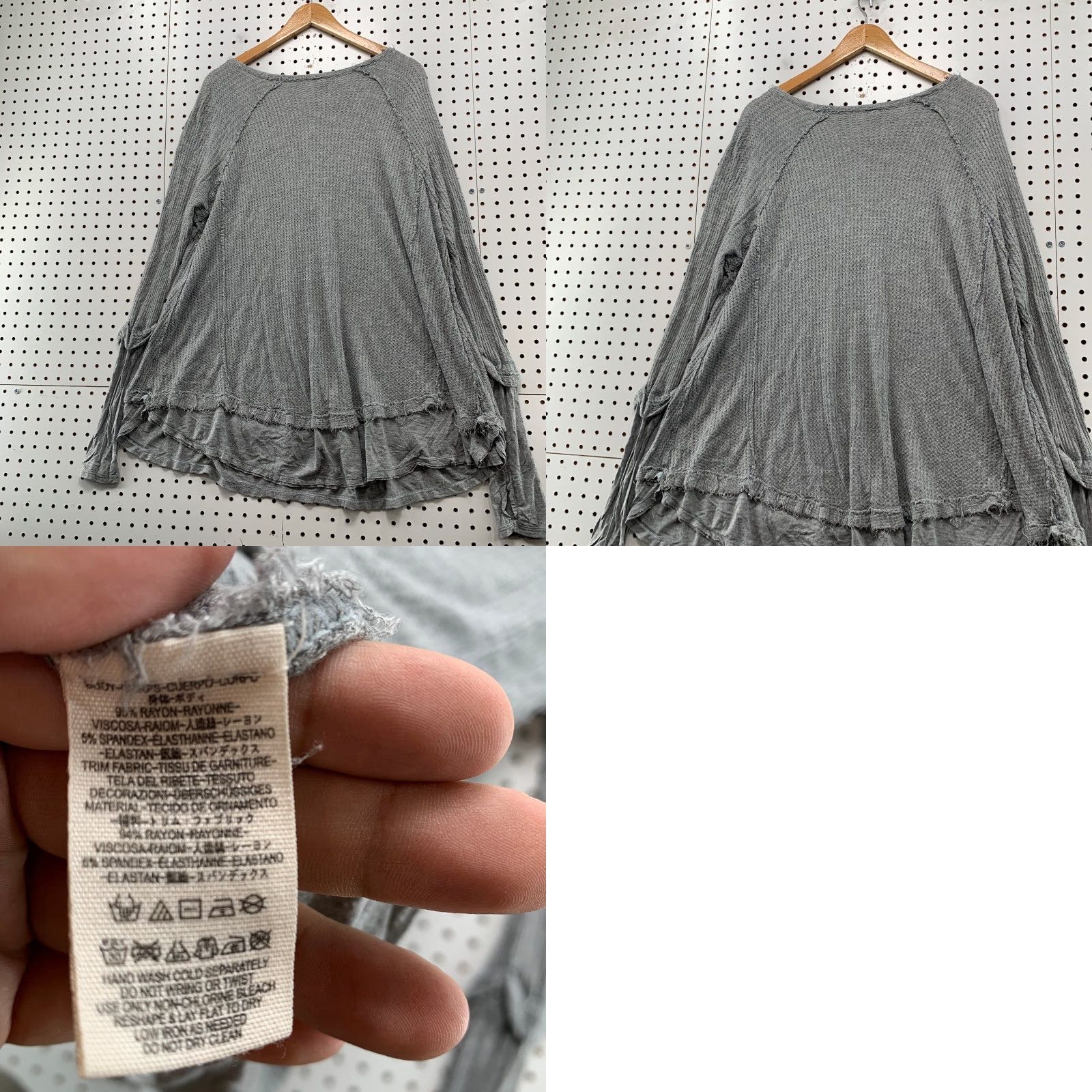 Vintage We the Free People Laguna Thermal Top Womens Large Waffle Knit Oversized Size L / US 10 / IT 46 - 9 Thumbnail