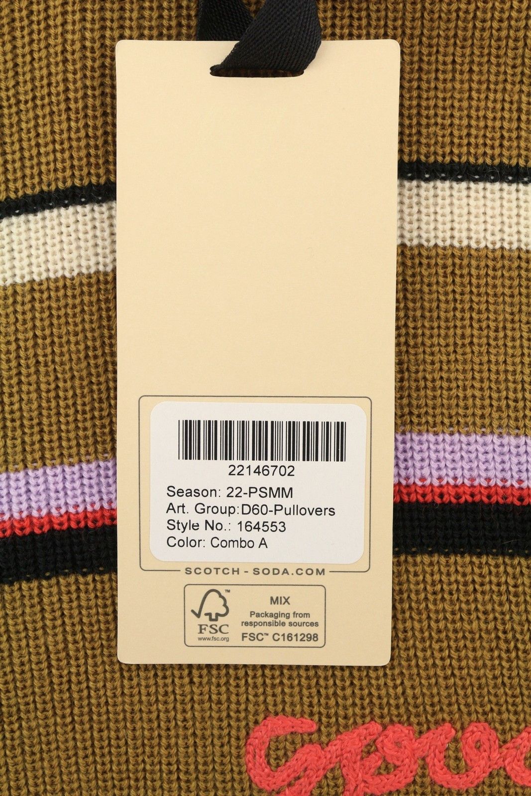 Scotch & Soda L Brown Striped Wool Crew Neck Jumper 88570 Size US L / EU 52-54 / 3 - 7 Thumbnail