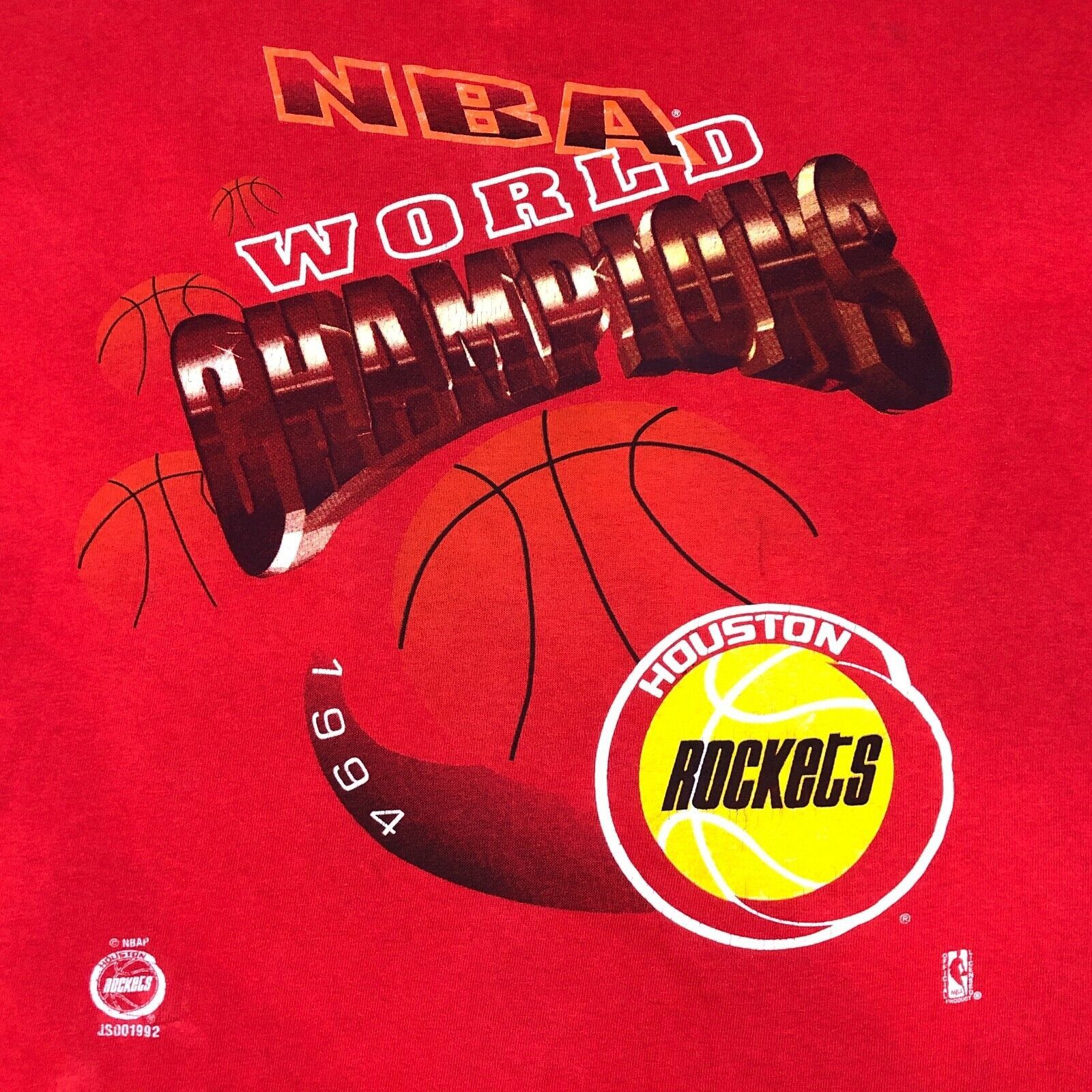 Vintage Vintage 1994 Houston Rockets NBA World Champs Red Tee 2XL Size US XXL / EU 58 / 5 - 2 Thumbnail