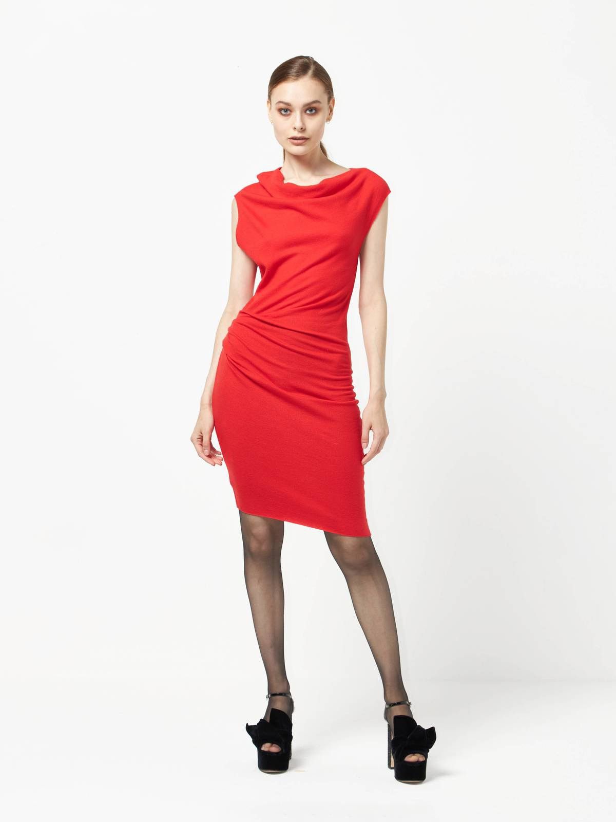 Helmut Lang Helmut Lang 100% Wool Asymmetrical Jersey Mini Dress Bodycon Size S / US 4 / IT 40 - 4 Thumbnail