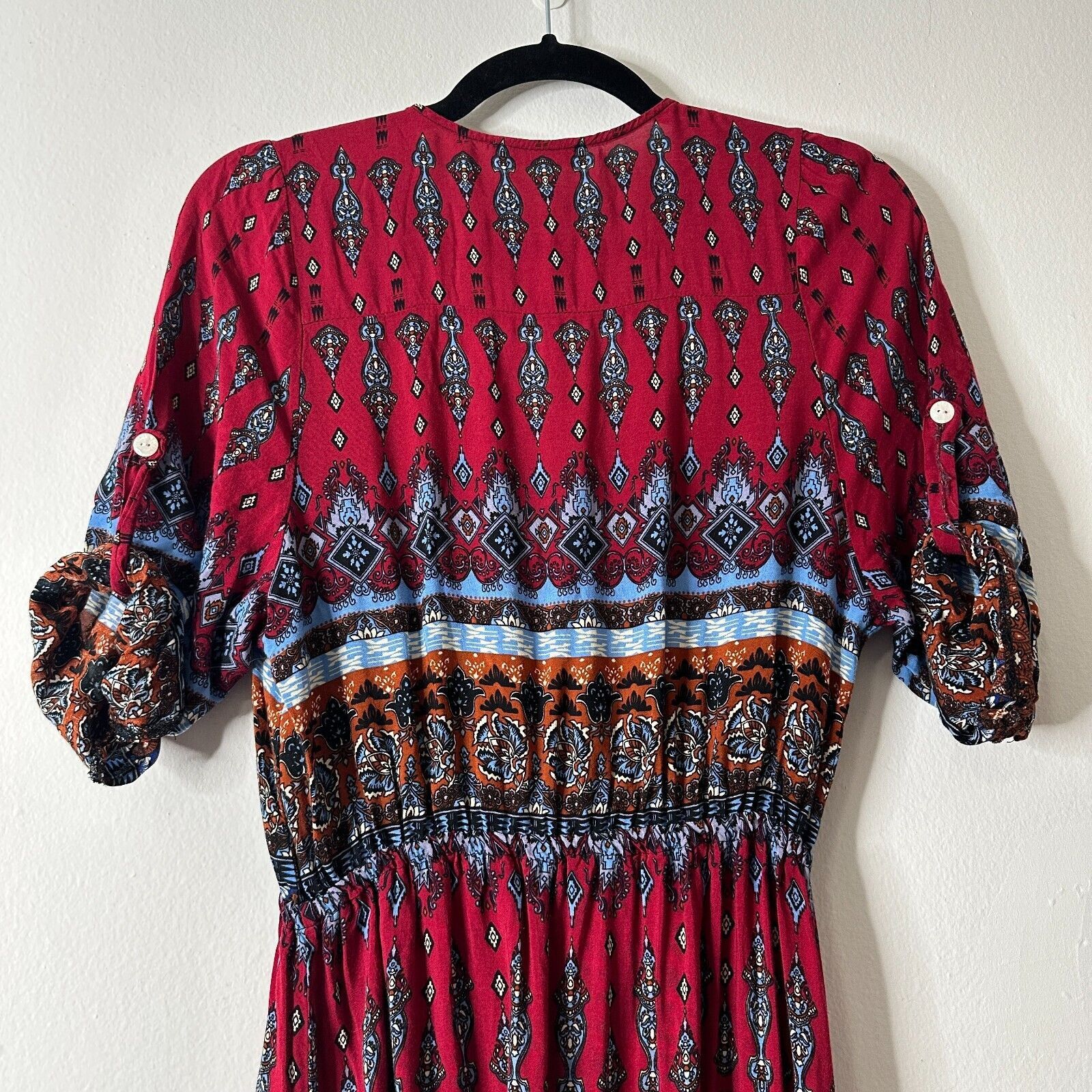 Other R. Vivimos VNeck Button Front Paisley Dress Red Blue Multi S Size S / US 4 / IT 40 - 5 Thumbnail