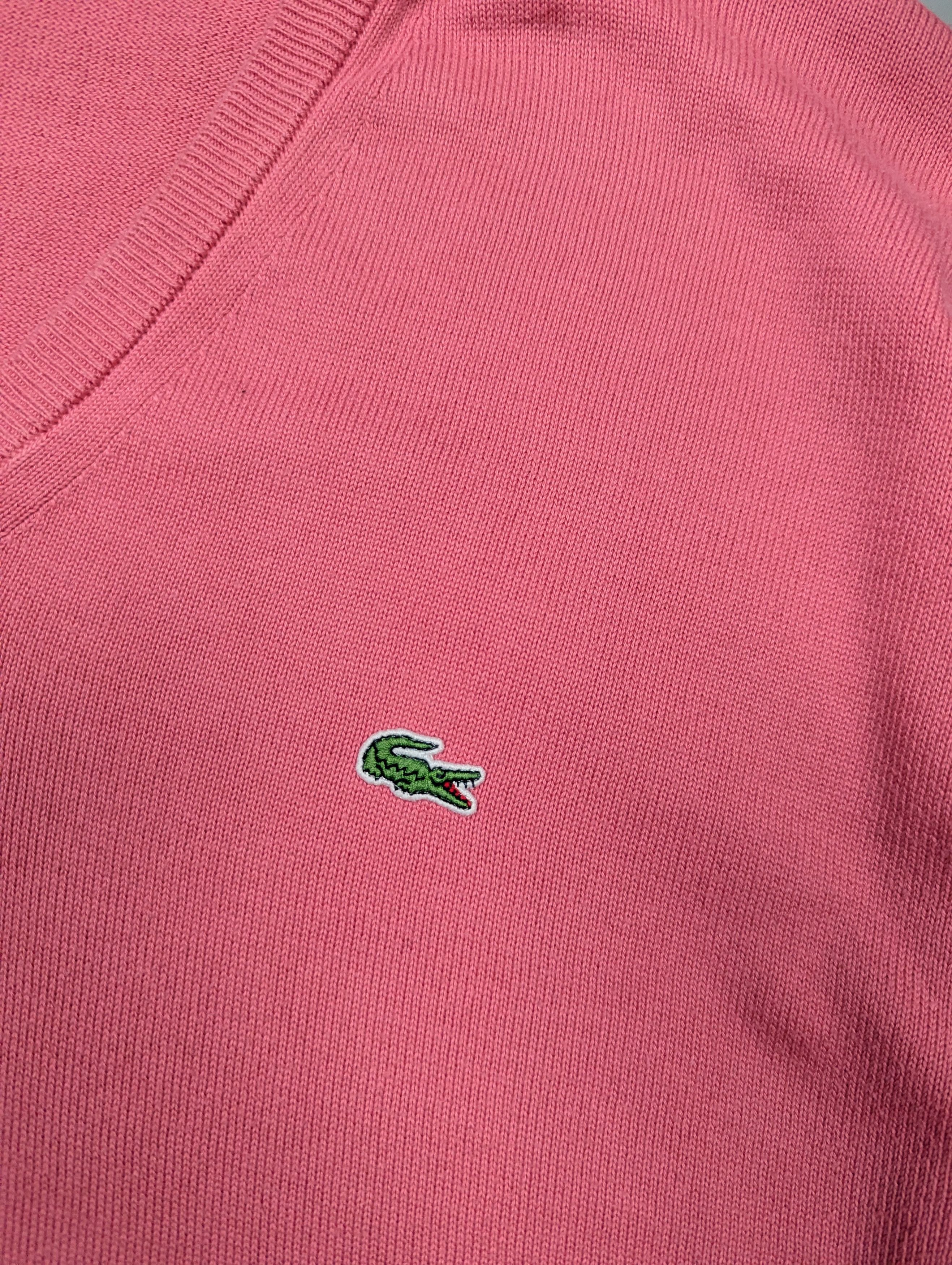Lacoste × Vintage LACOSTE Men's Vintage Lightweight Pink V-Neck Sweater Size US L / EU 52-54 / 3 - 9 Thumbnail