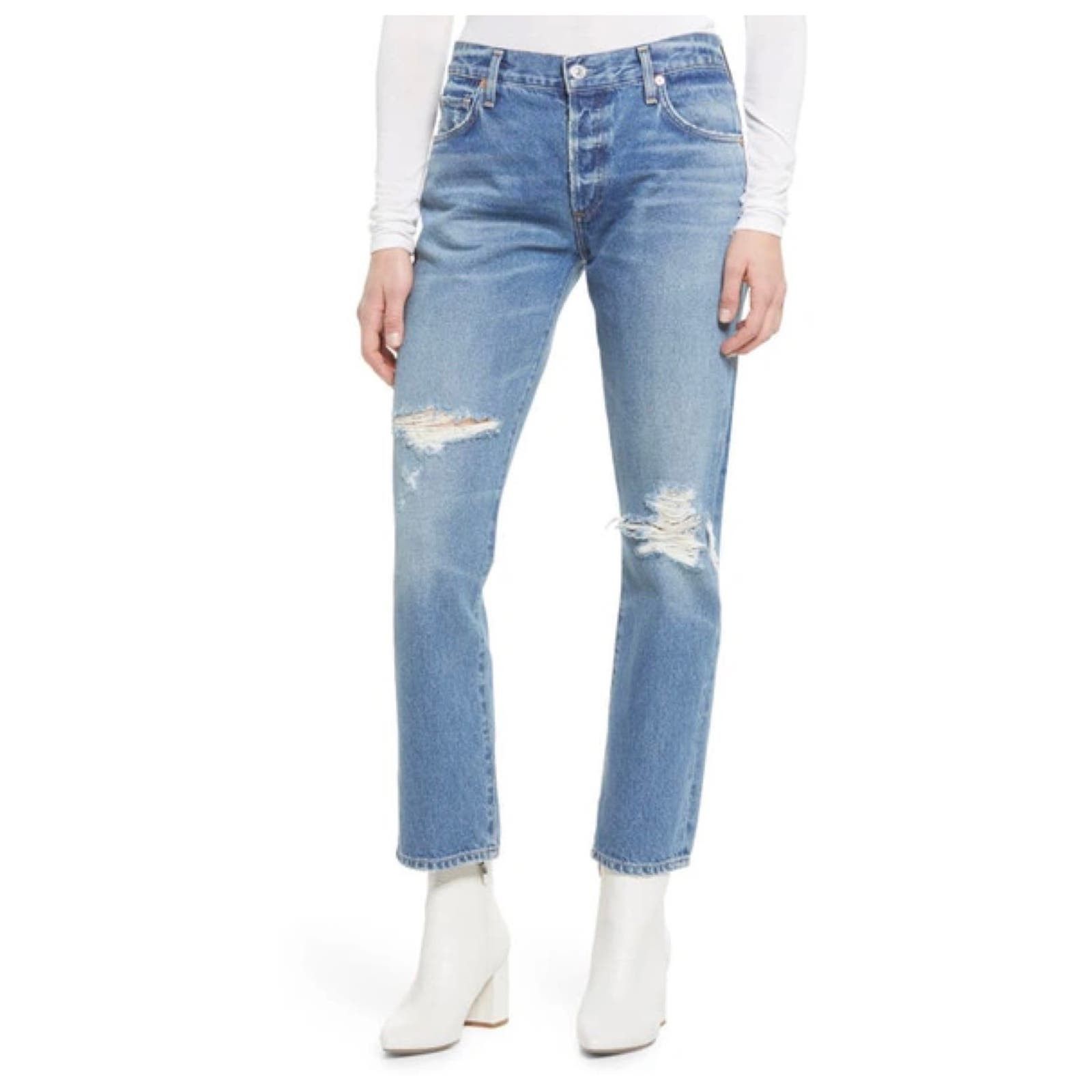 image of Citizens Of Humanity Emerson Slim Boyfriend Jeans Tease in Blue, Women's (Size 26)