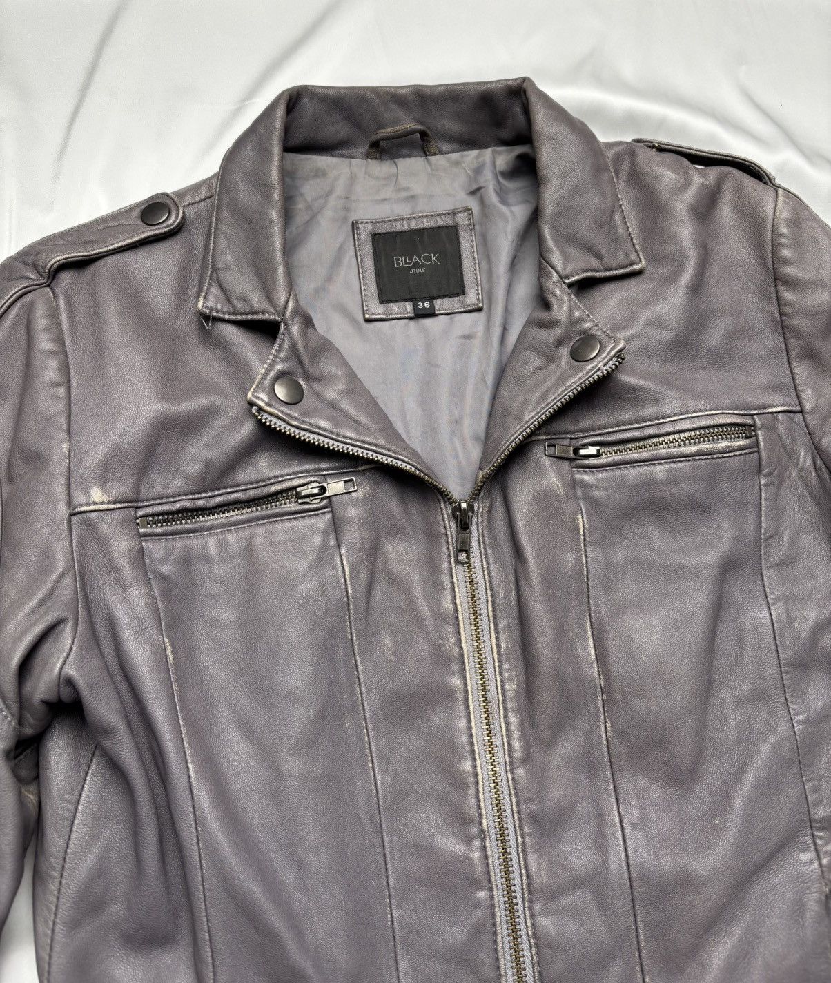 Vintage Black Noir vintage faded leather jacket Size S / US 4 / IT 40 - 5 Thumbnail