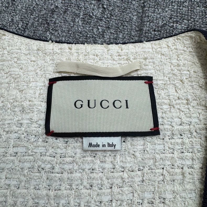 Gucci Gucci Contrast color webbing rolled edge tweed cardigan jac Size S / US 4 / IT 40 - 4 Thumbnail