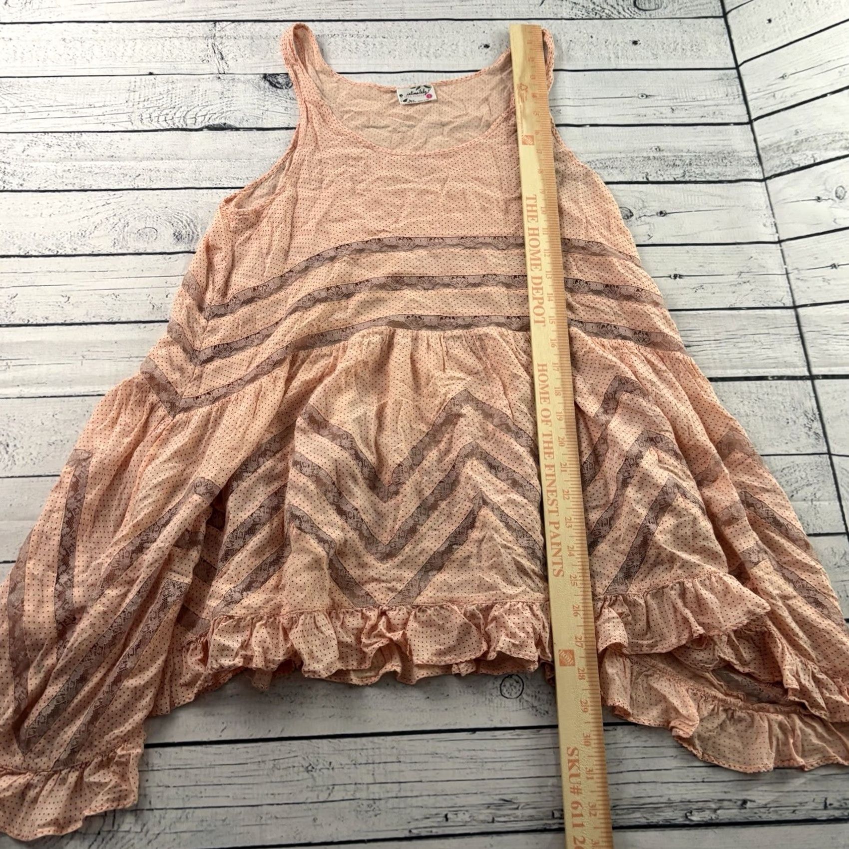 Free People Free People Intimately Sleeveless Flowy Lace Accent Top Women's S Peach Orange Lace Shirt Womens Small Size S / US 4 / IT 40 - 3 Thumbnail