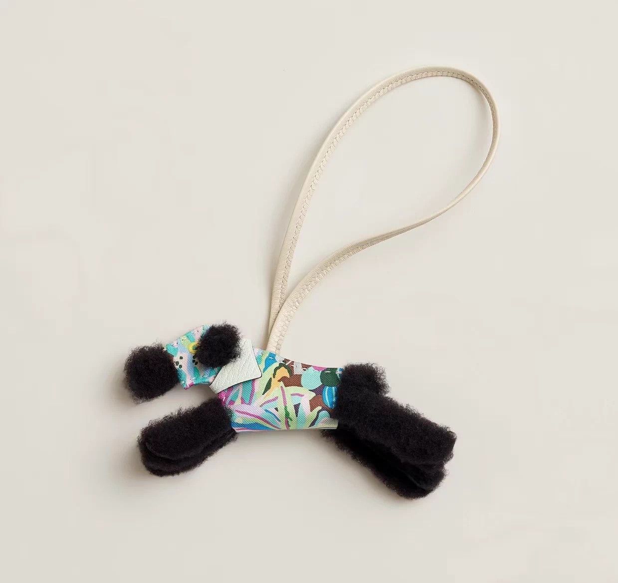 Hermes Hermes Graff Plush Dog Charm B Stamp Canvas & Lamb Wool AH372 Size ONE SIZE - 5 Thumbnail