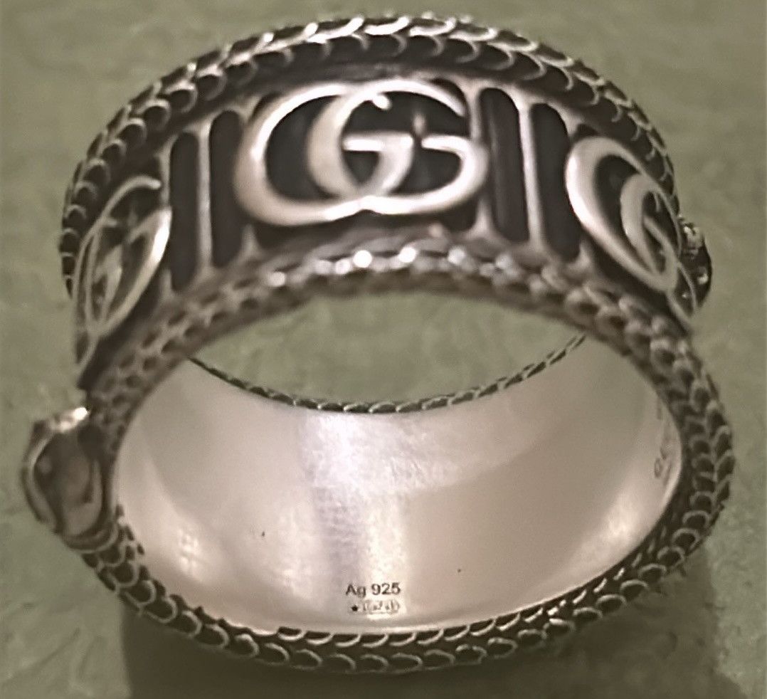 Gucci Gucci Silver Marmont Snake Ring with Double G AG925 Size ONE SIZE - 4 Thumbnail