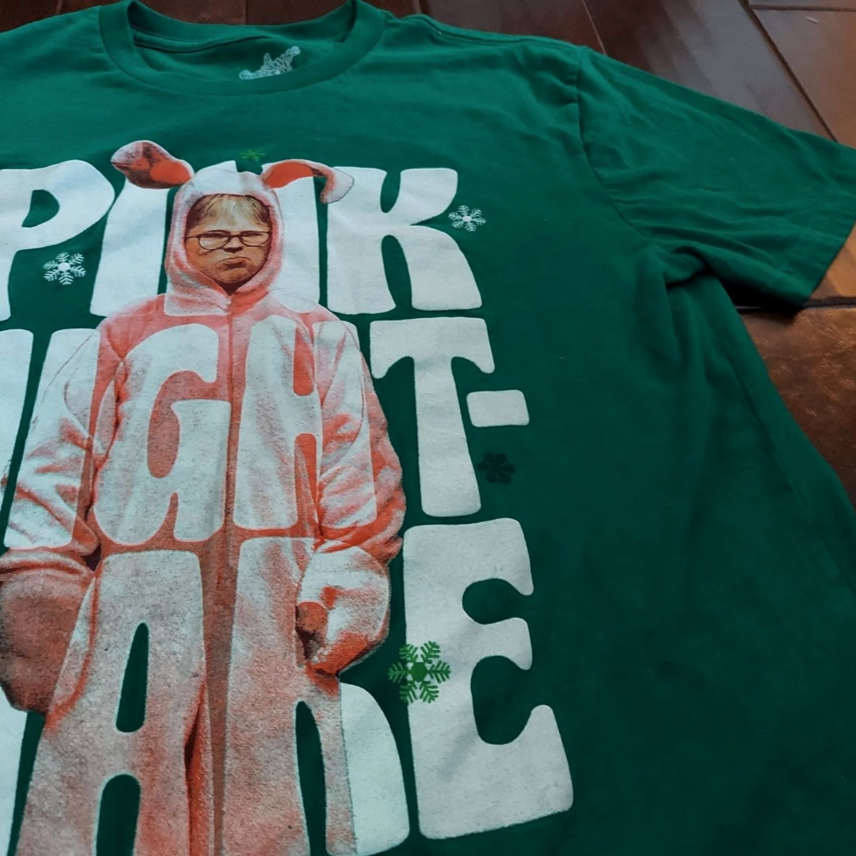 Vintage A Christmas Story T-Shirt Christmas Bunny Rabbit Graphic Print Crew Neck Short Sleeve Green 100% Cotton Small Men Size US S / EU 44-46 / 1 - 6 Thumbnail