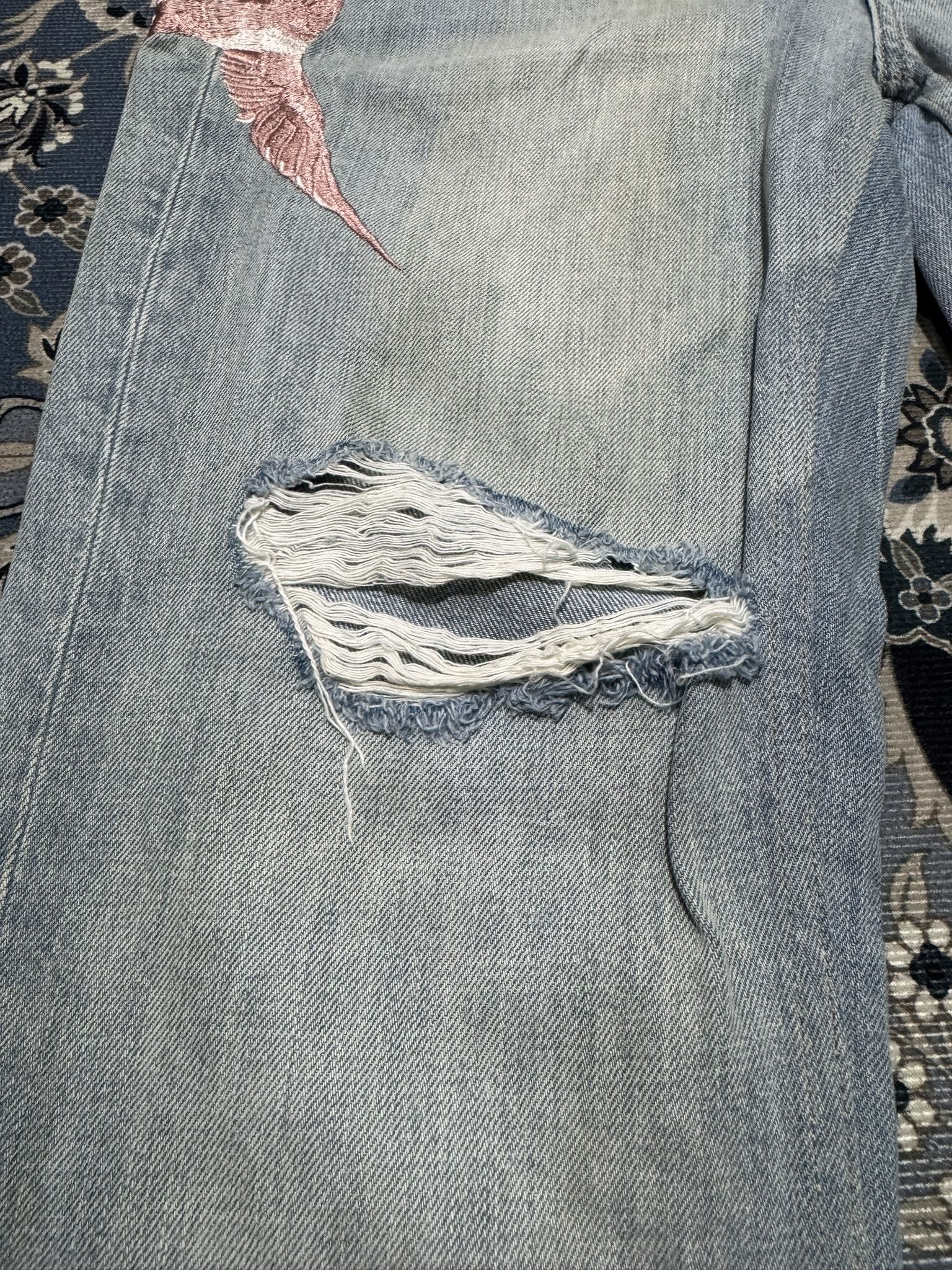 Allsaints ALLSAINTS Alana Birds Embroidered Boyfriend Jeans in Indigo Size 32" / US 10 / IT 46 - 5 Thumbnail