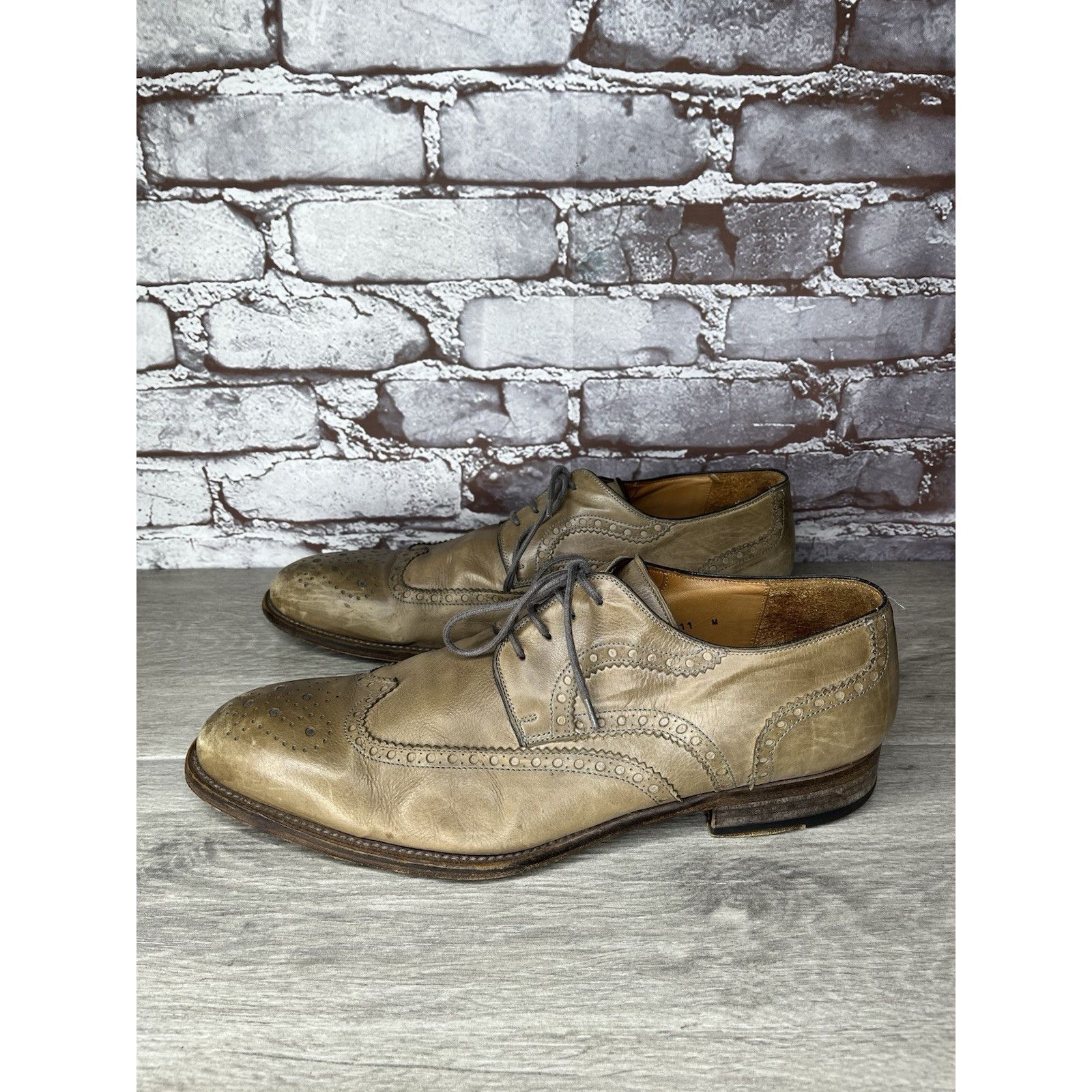 Magnanni MAGNANNI Gray Leather Brogue Wingtip Derby Lace Dress Shoes Size US 11 / EU 44 - 17 Thumbnail