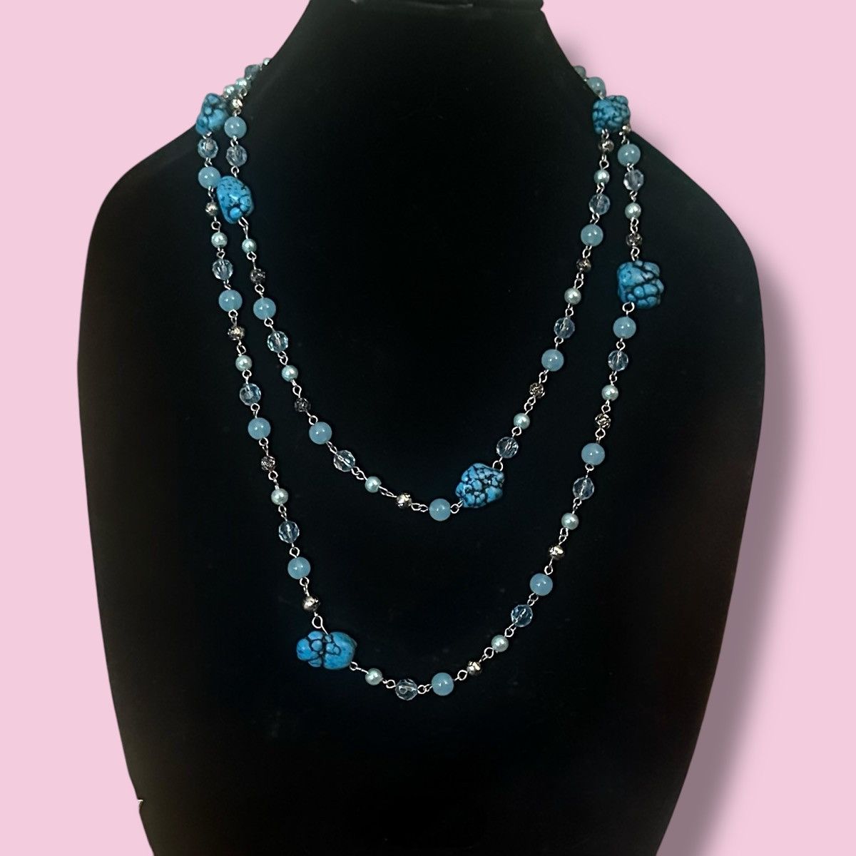 Other Blue station bead and turquoise chain necklace Size ONE SIZE - 1 Thumbnail