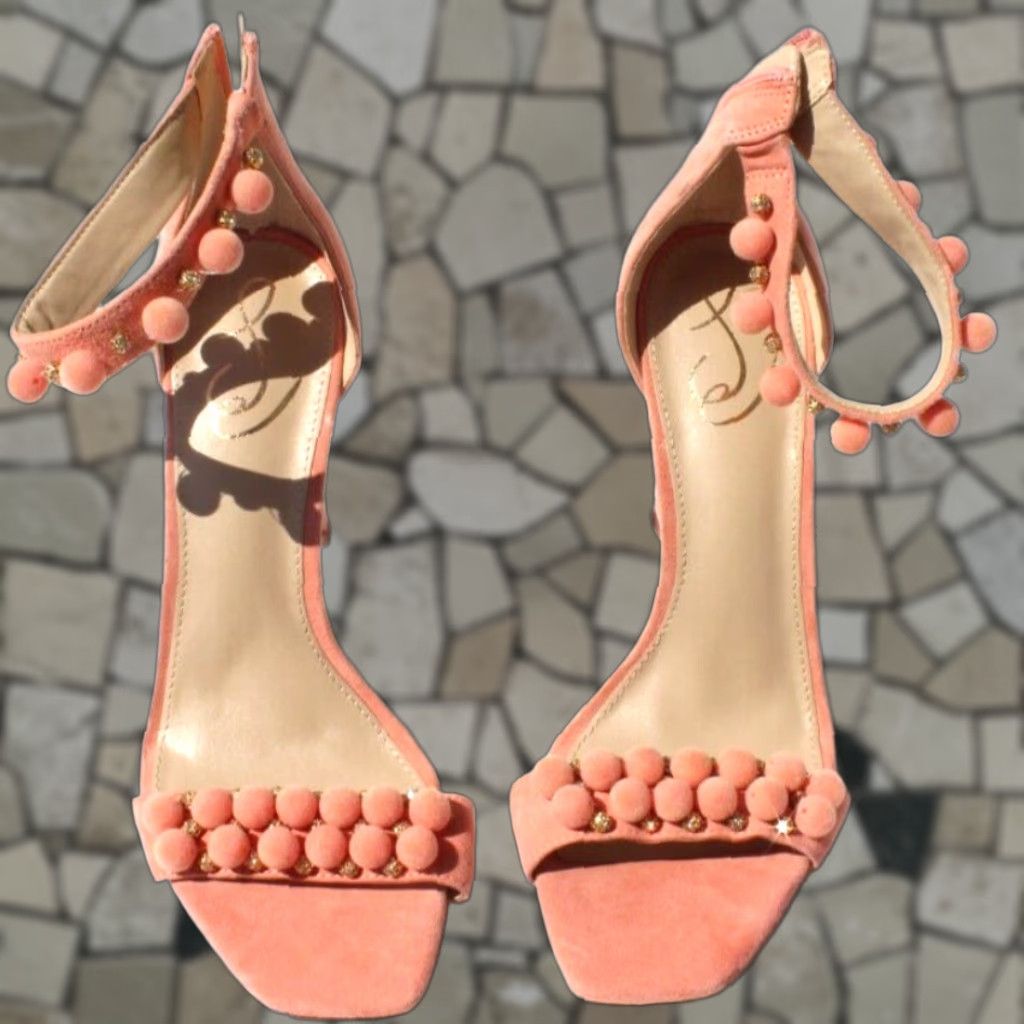 New Pink Sam Edelman Women's Luella Embellished Beaded High Heel Shoes Sandals Size 10