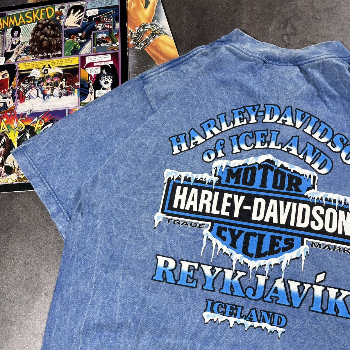Harley Davidson Vintage 90s Harley Davidson Moto Biker Reykjavik Tee Tshirt Size US M / EU 48-50 / 2 - 12 Thumbnail