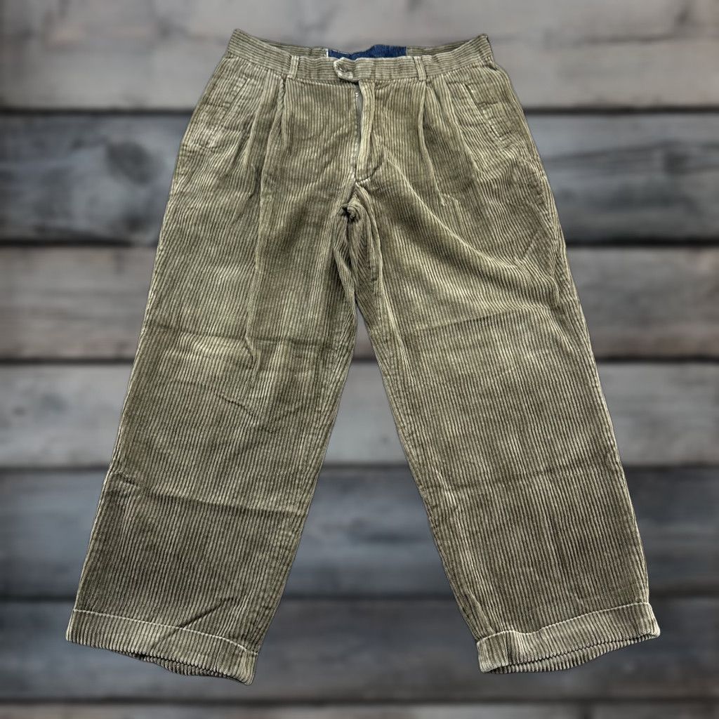 Vintage VINTAGE Shaver Lake Pants Mens 34x27 Green Chino Corduroy Relaxed Tapered Baggy 90s Mens Size US 34 / EU 50 - 1 Thumbnail