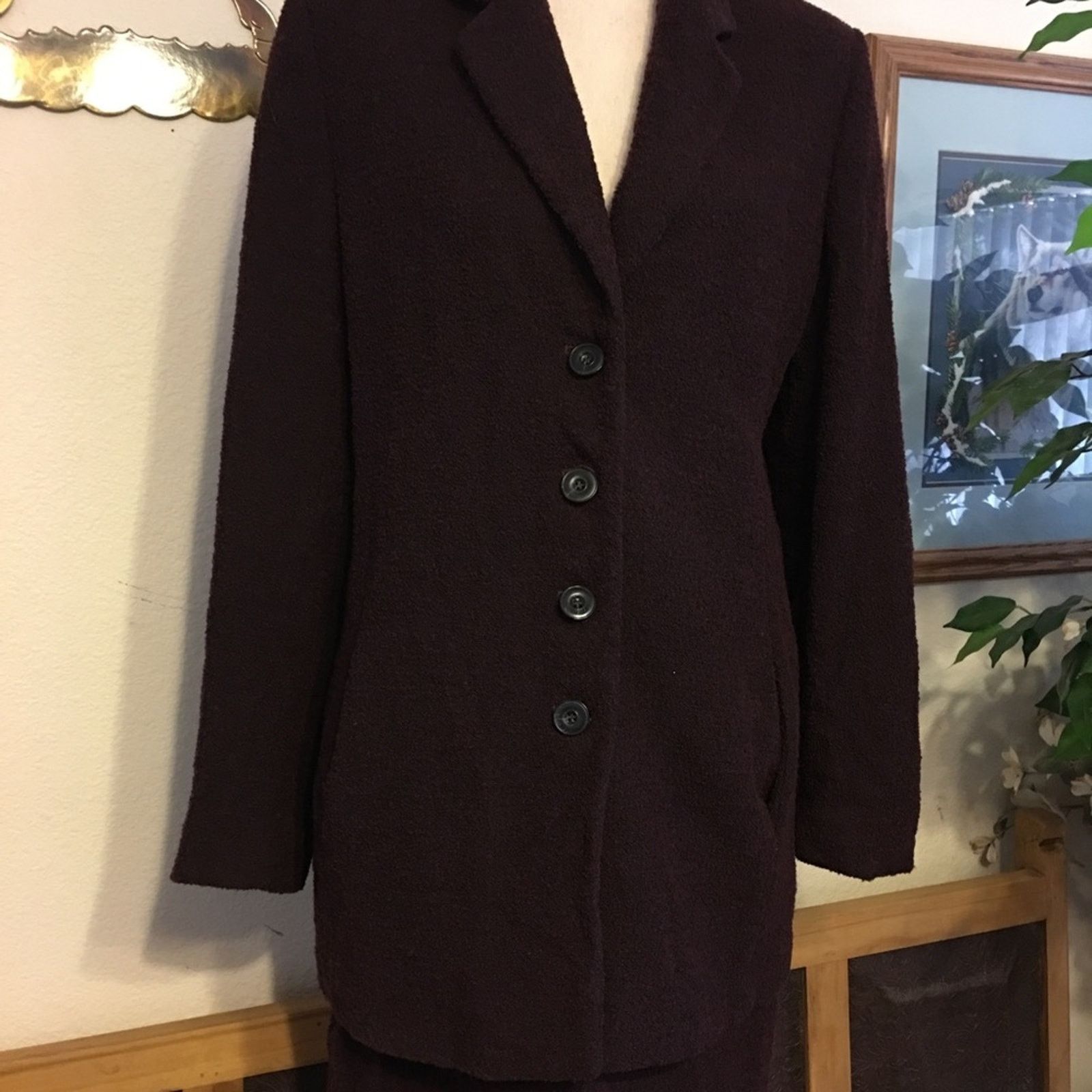 Vintage Olsen Collection burgundy jacket skirt suit Size M / US 6-8 / IT 42-44 - 2 Thumbnail
