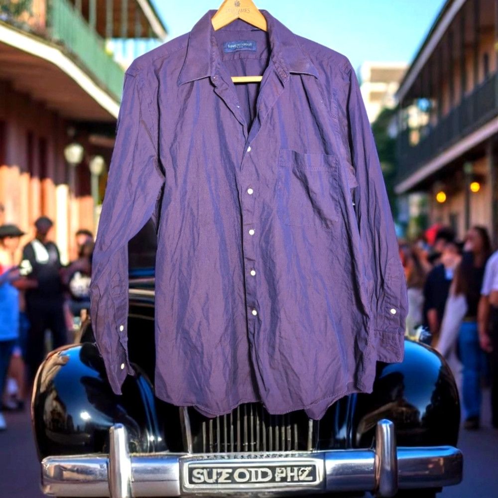 Designer Vintage Kenneth Gordon 16.5-34 Purple Cotton Button-Up Shir Size US L / EU 52-54 / 3 - 1 Thumbnail