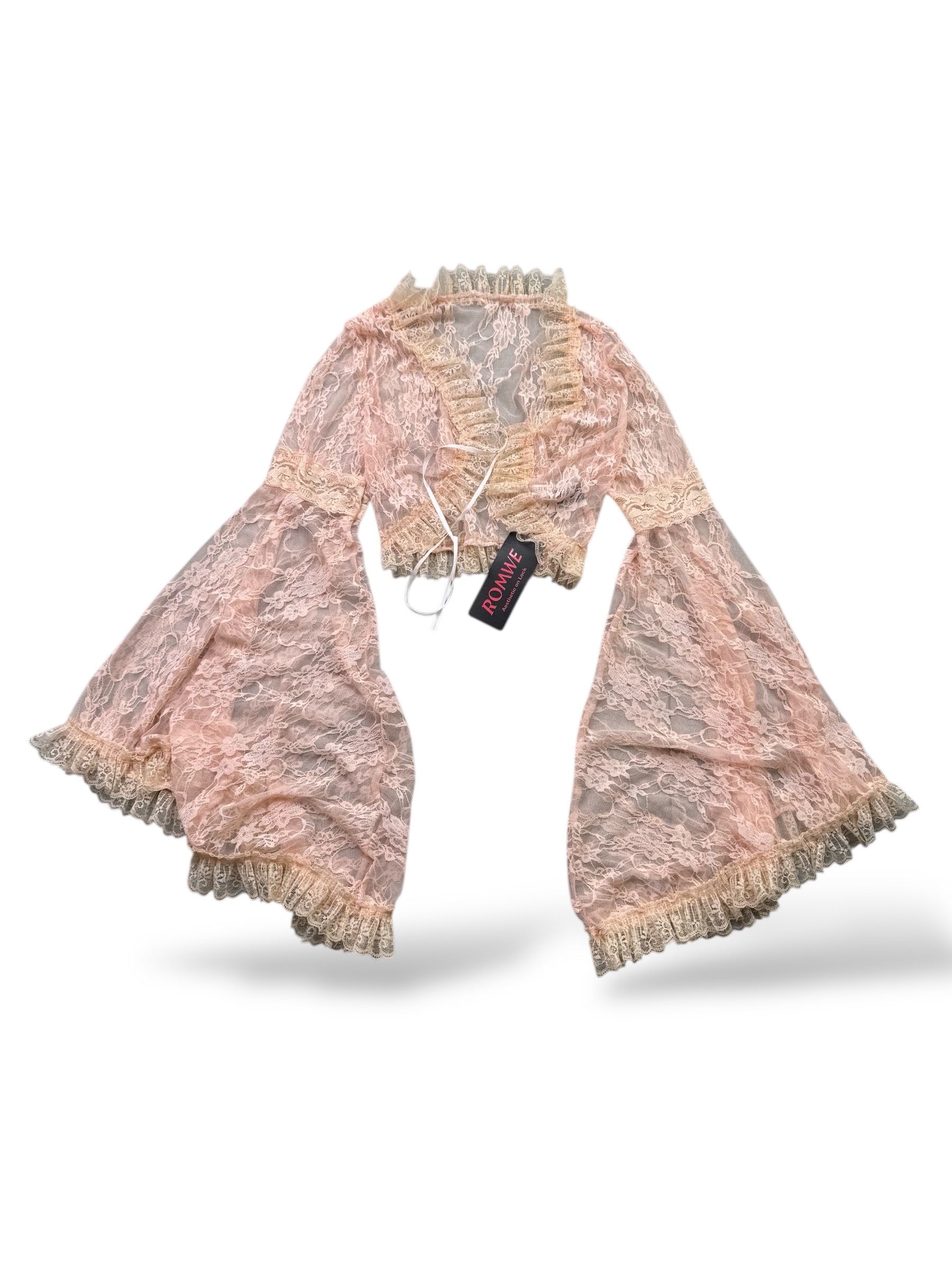 Vintage Vintage Mesh Cropped Blouse W363(D10) Size S / US 4 / IT 40 - 1 Thumbnail