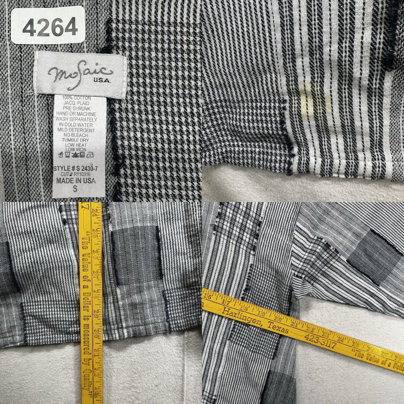 Vintage VINTAGE Mosaic USA Women's Tunic Top Small Black White Patchwork Cotton V-Neck 90s Oversized Science Theme Size S / US 4 / IT 40 - 8 Thumbnail