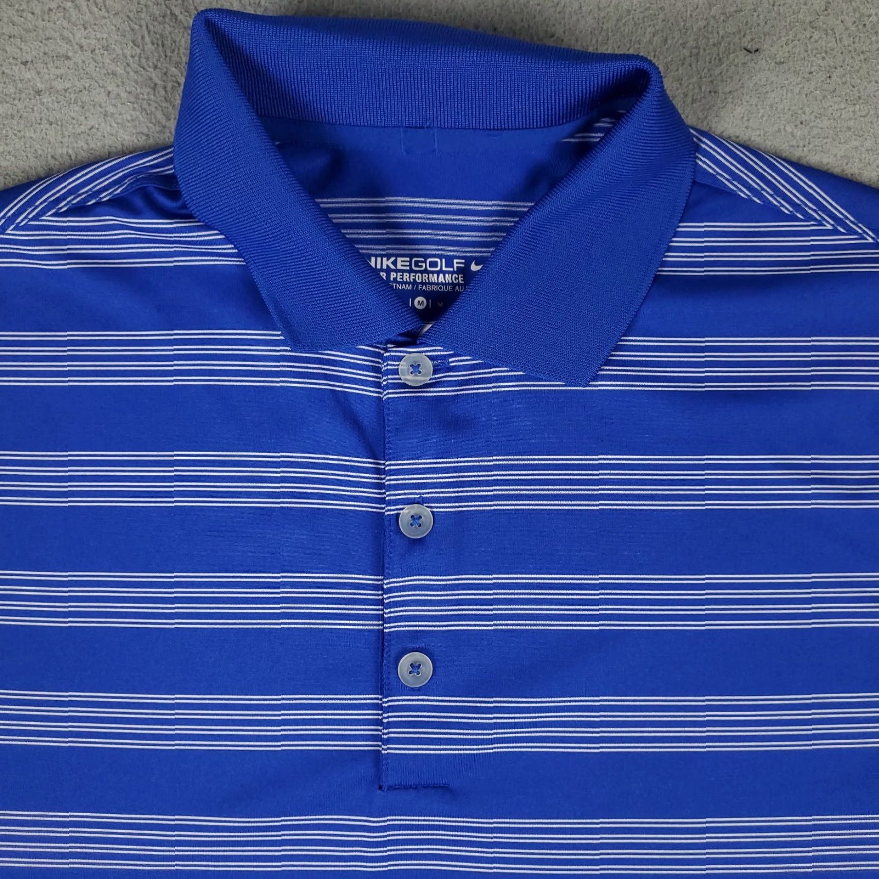 Nike Nike Polo Shirt Mens Medium Blue Stripe Swoosh Dri-Fit Golf Casual Short Sleeve Size US M / EU 48-50 / 2 - 2 Thumbnail