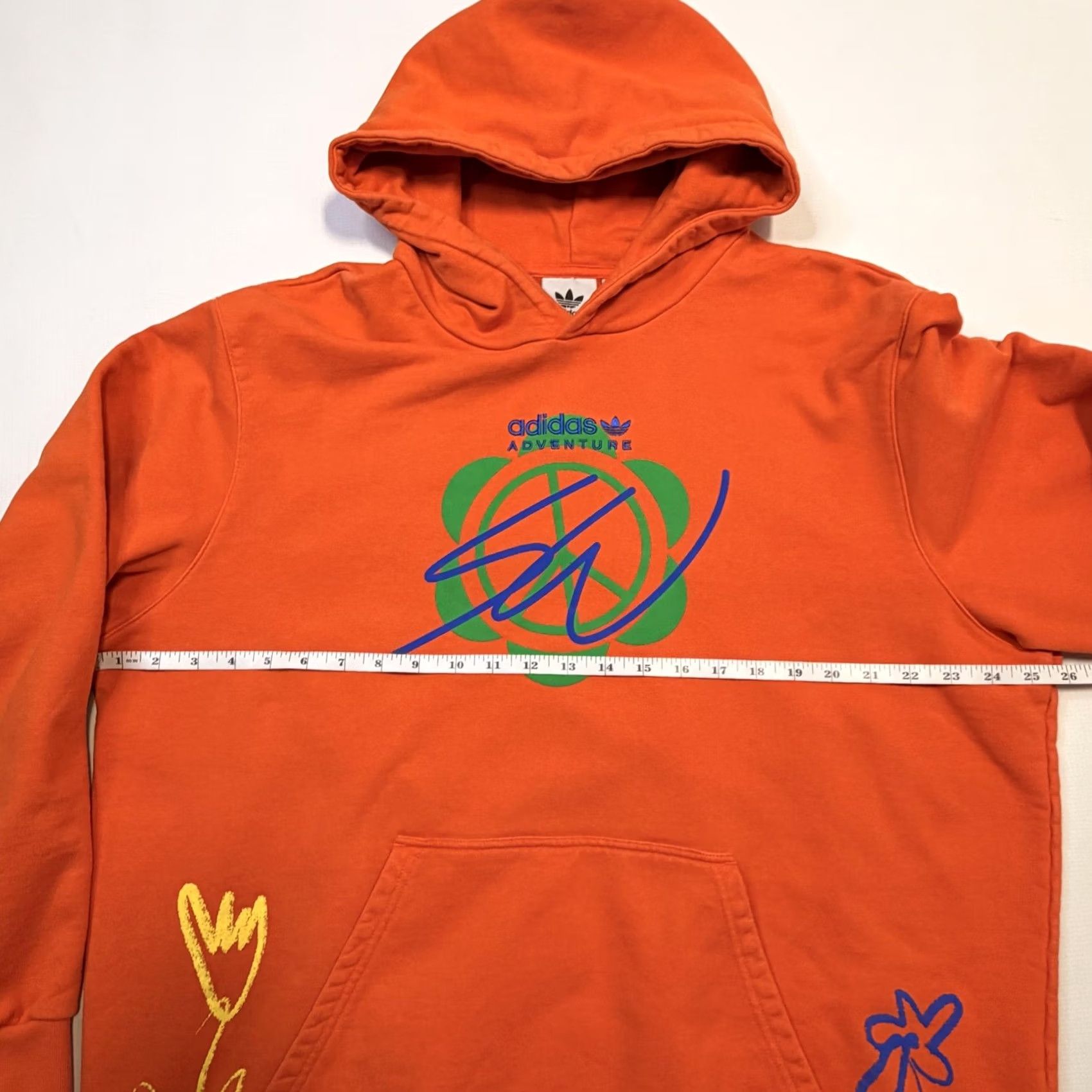 Adidas Adidas Originals Hoodie Mens XL Orange Flower Graphic Pullover HI3303 Size US XL / EU 56 / 4 - 5 Thumbnail