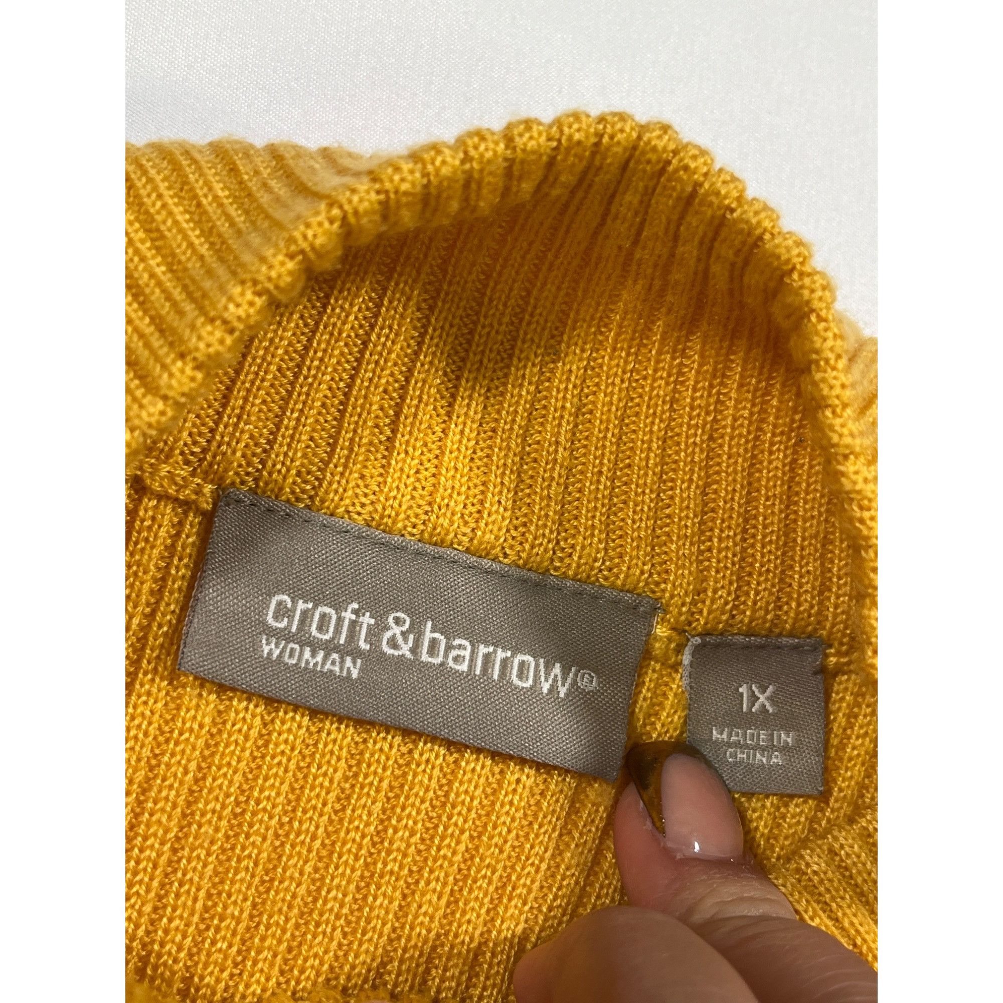 Croft & Barrow Croft & Barrow SKU 7731 Vintage Mustard Yellow Ribbed Knit T Size XL / US 12-14 / IT 48-50 - 11 Thumbnail