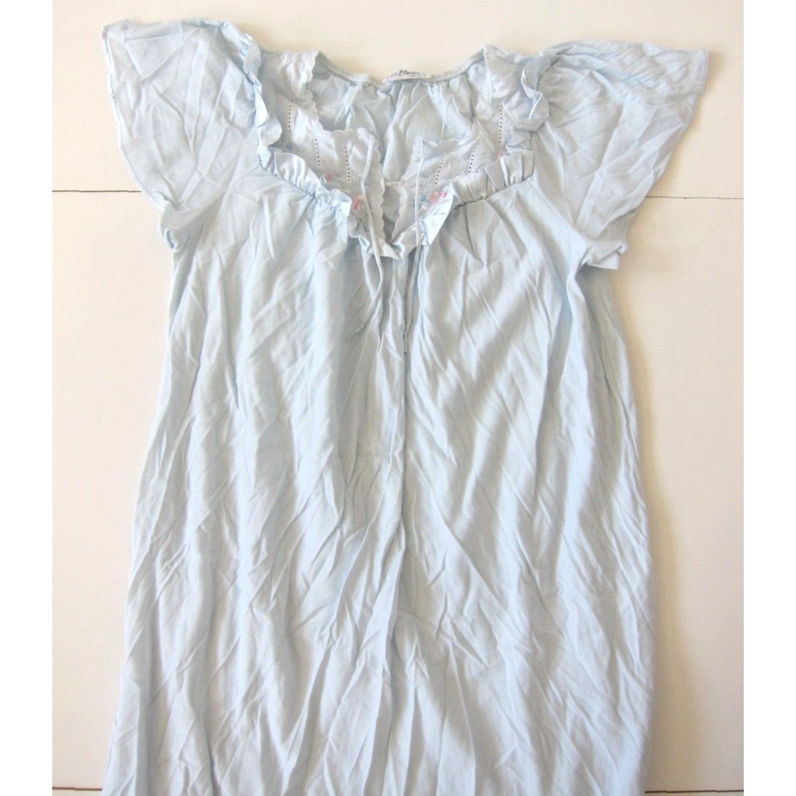 Vintage VINTAGE Miss Elaine Blue Floral Nightgown Dress S-M Nightgown Dress Short Sleeve Gown Womens Blue Floral 50" waist 56" hip Size 32" / US 10 / IT 46 - 7 Thumbnail