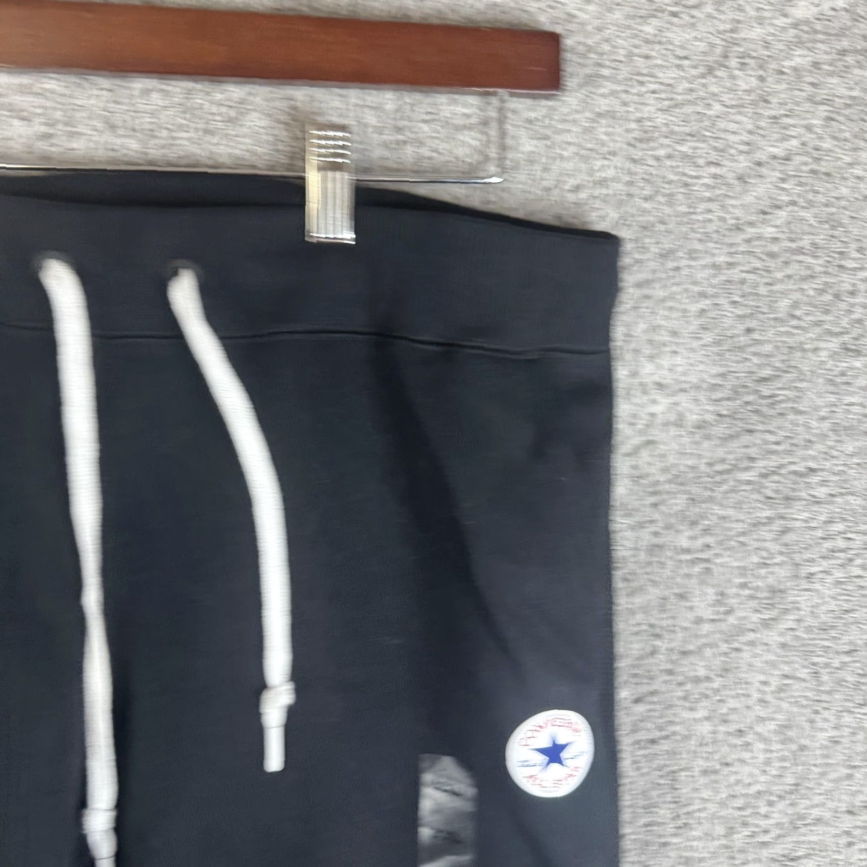 Converse VINTAGE? No—Proceed with optimized: Converse Sweatpants Mens 2XL Black Fleece Joggers Drawstring Cuffed All Star Size US 39 - 3 Thumbnail