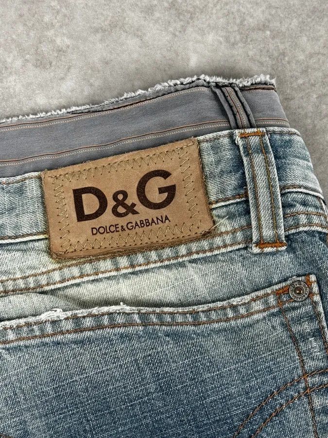 Dolce & Gabbana AW2003 Dolce & Gabbana Light Blue Distressed Double Waisted Jeans Size US 32 / EU 48 - 9 Thumbnail