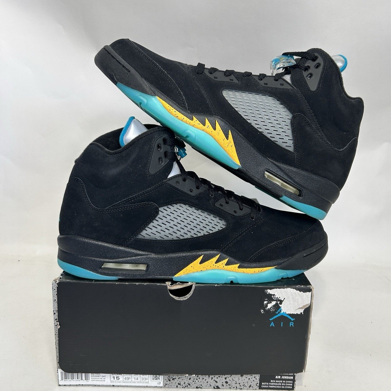 Jordan Brand Nike Air Jordan 5 Retro OG “Aqua/Black Yellow Blue” Size US 15 / EU 48 - 1 Thumbnail