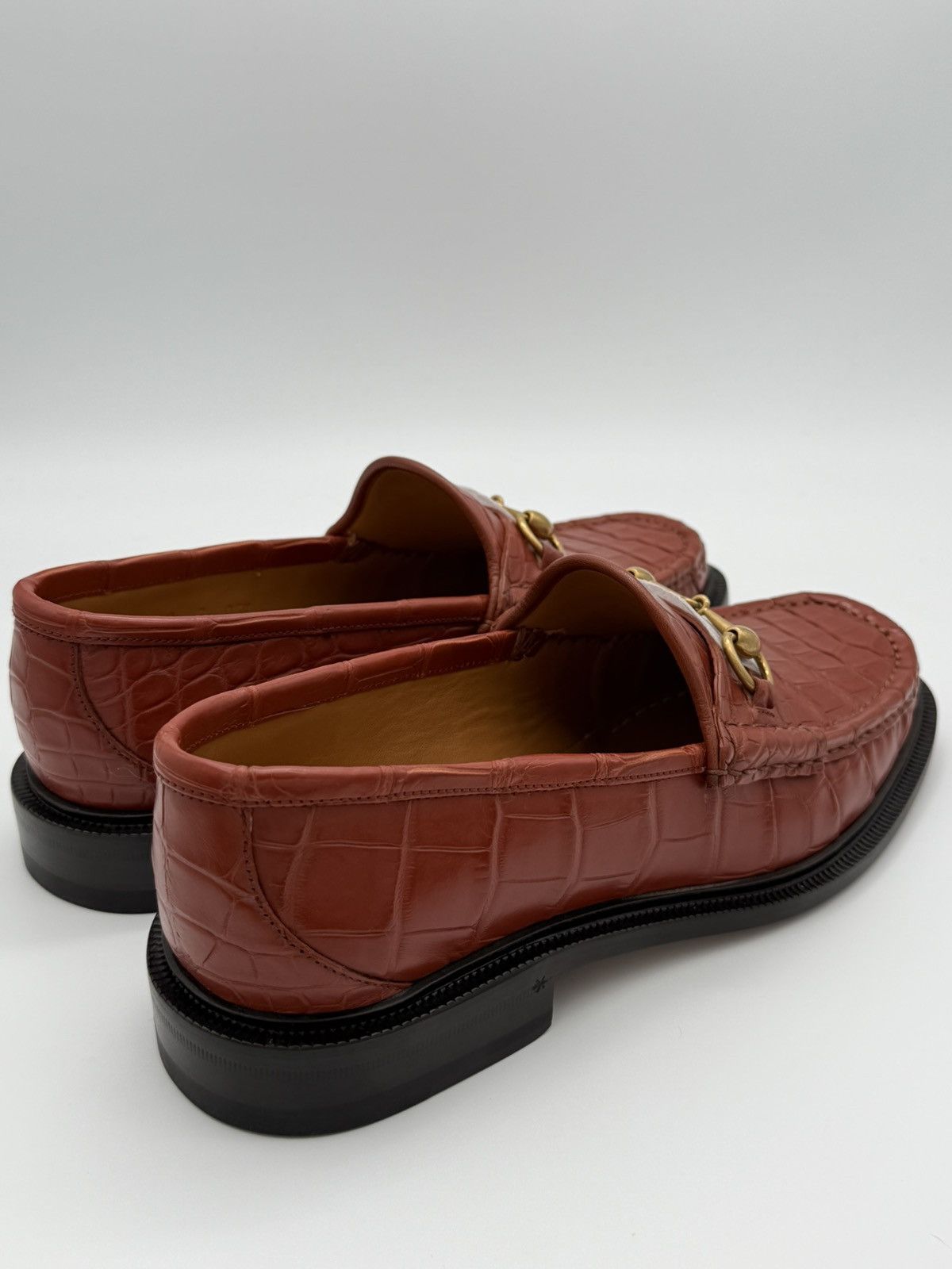 Gucci Gucci Men’s Crocodile Horsebit Loafers Amber Size 8 US NWT Size US 8 / EU 41 - 5 Thumbnail