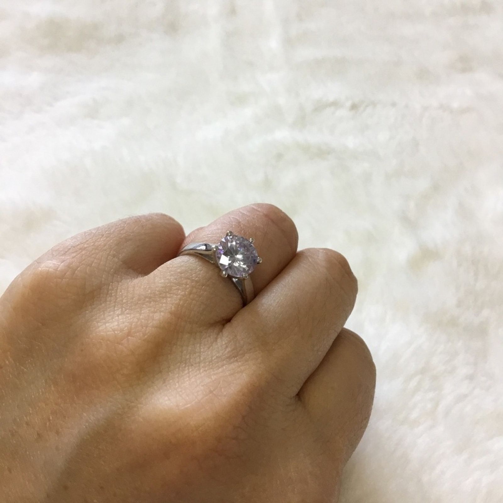 Other Sterling Silver Crystal Solitaire Ring Size ONE SIZE - 4 Thumbnail