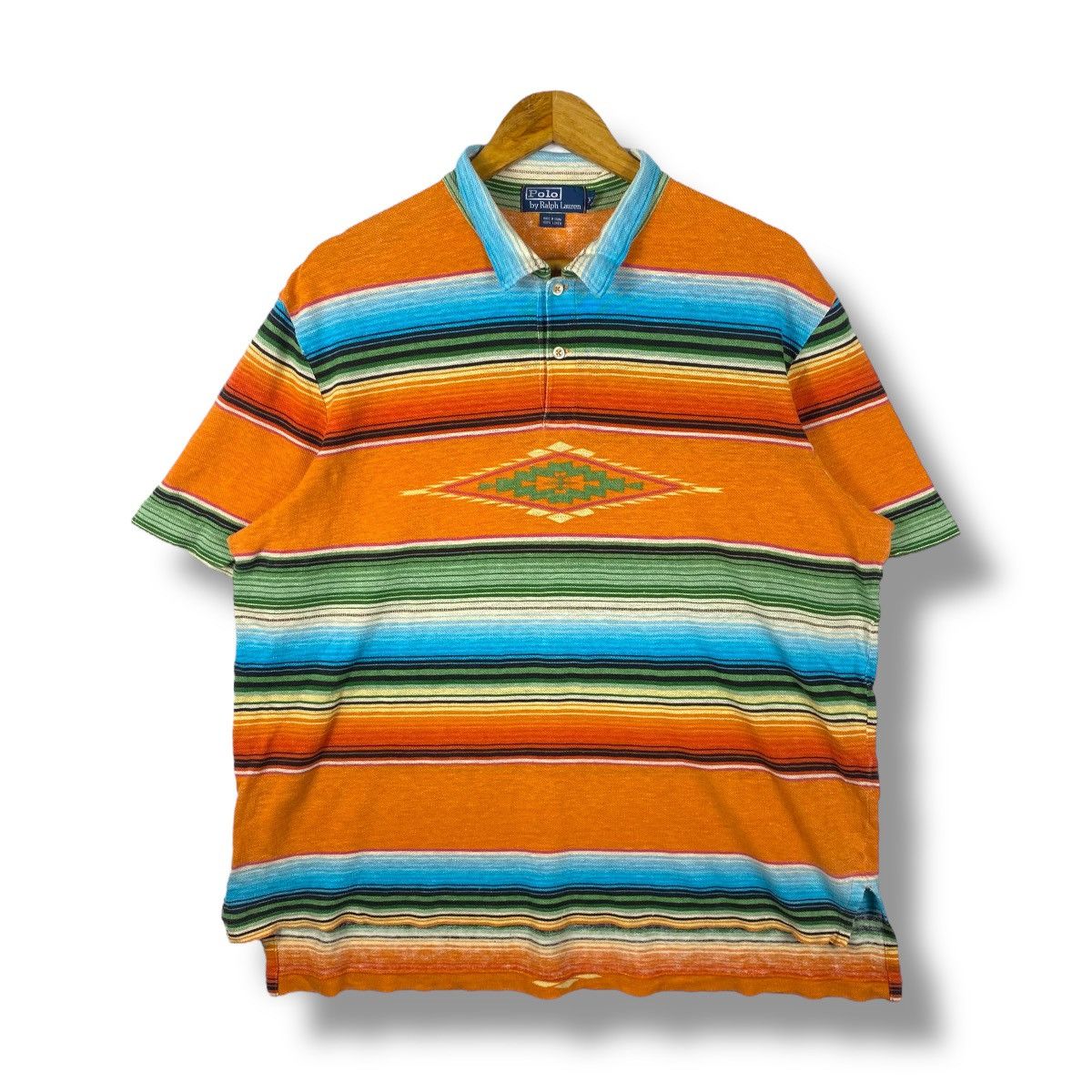 Polo Ralph Lauren Vintage 80's Polo Ralph Lauren NAVAJO Striped Linen Polo Size US XL / EU 56 / 4 - 1 Thumbnail