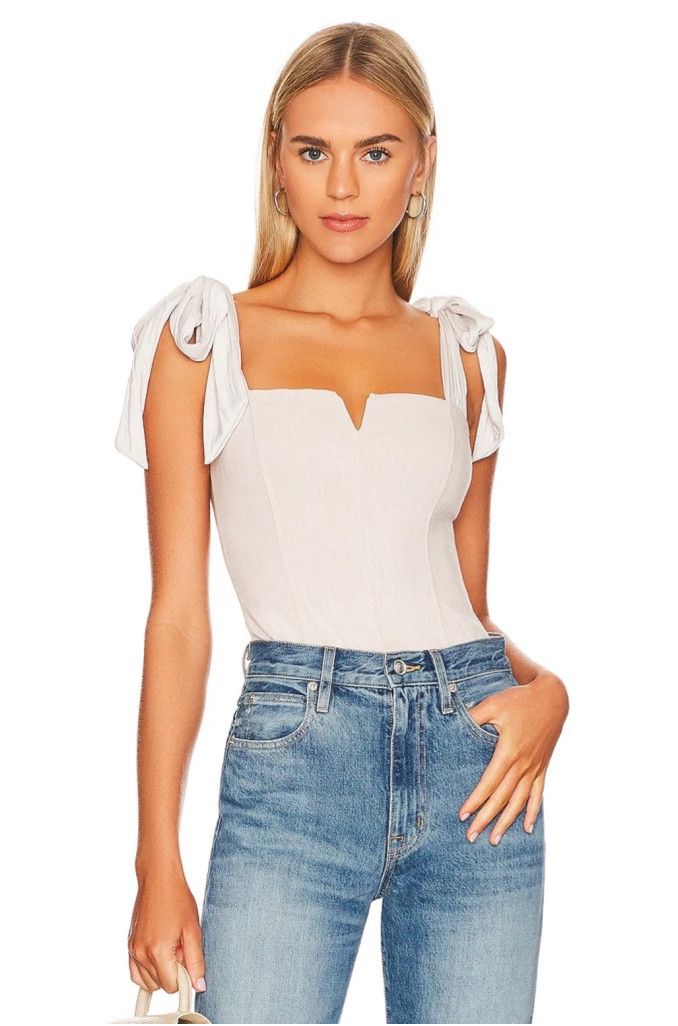 Free People Intimately Free People White Corset Tie-Strap Bodysuit Small Size S / US 4 / IT 40 - 1 Thumbnail