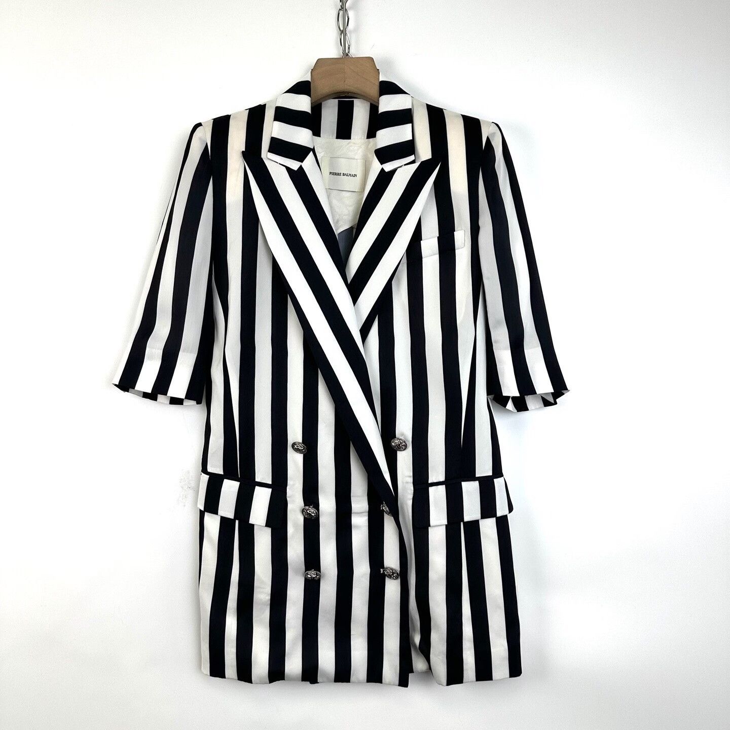 Pierre Balmain Pierre Balmain Women's Black White Stripe Blazer Size XS / US 0-2 / IT 36-38 - 1 Thumbnail
