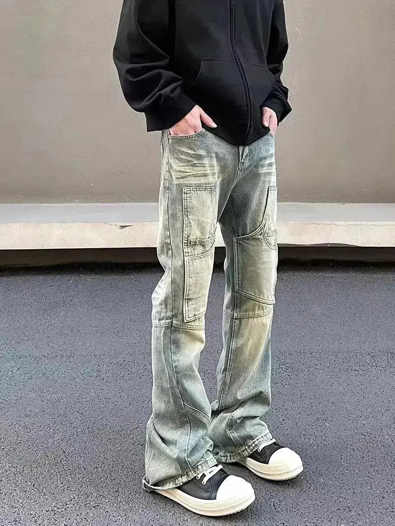 Japanese Brand Retro yellow mud-dyed distressed work jeans Size US 30 / EU 46 - 1 Thumbnail