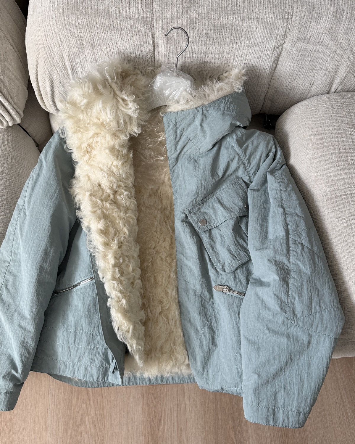 Hermes $20,000 FW22 Mens Runway 2 in 1 Ice Blue Lamb Fur Jacket Size US M / EU 48-50 / 2 - 1 Thumbnail
