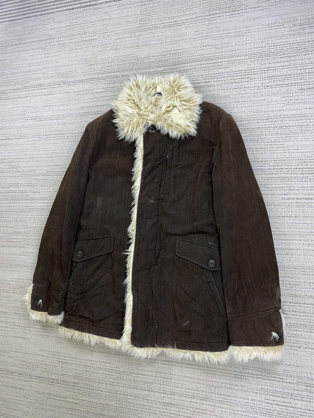 Le Grande Bleu (L.G.B.) × Nicole Club × Vintage Vintage Monsieur Nicole Corduroy Sherpa Coat Jacket Size US M / EU 48-50 / 2 - 4 Thumbnail