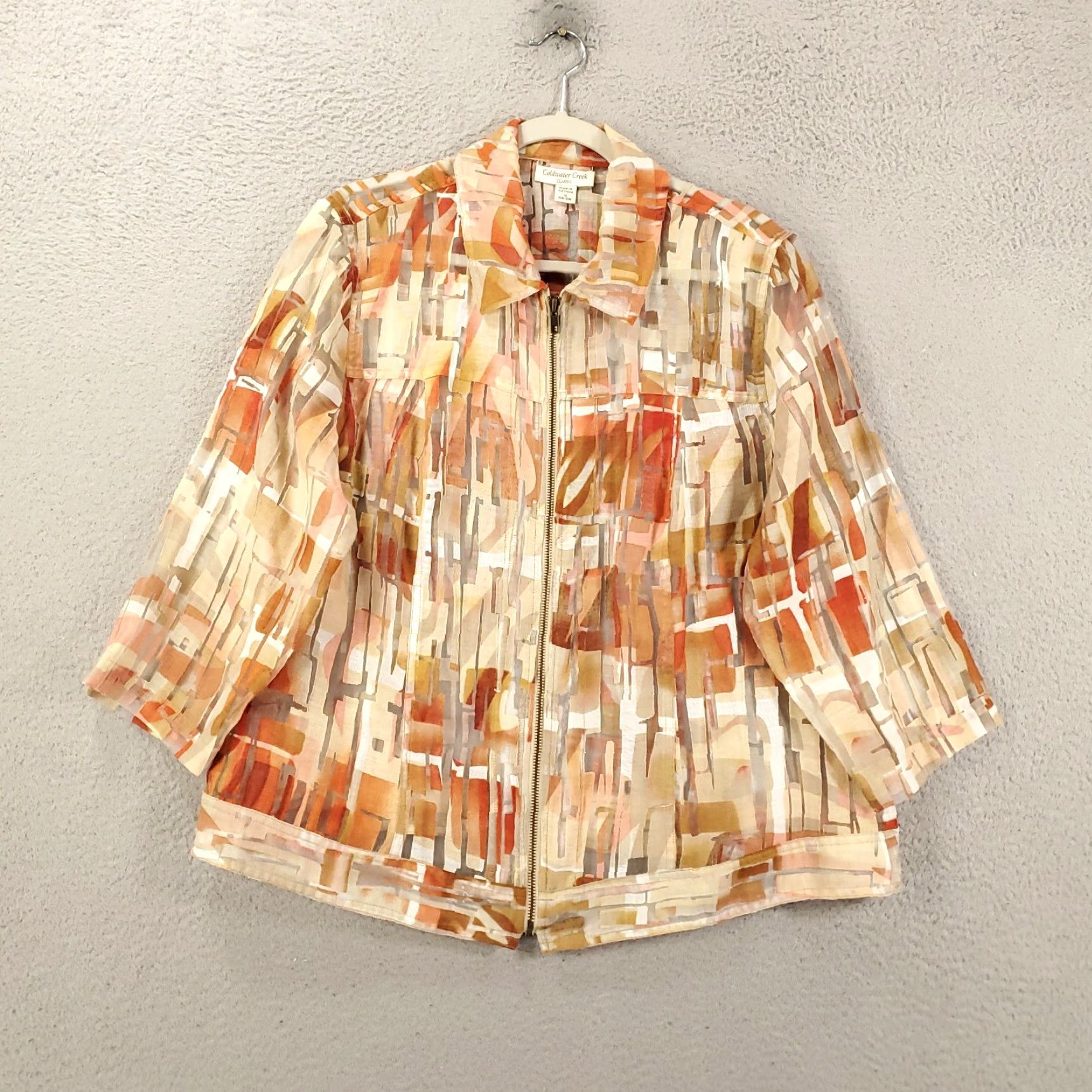 Coldwater Creek Coldwater Creek Lightweight Full Zip Jacket Womens 1X Geometric Multicolor Casual Size XL / US 12-14 / IT 48-50 - 6 Thumbnail
