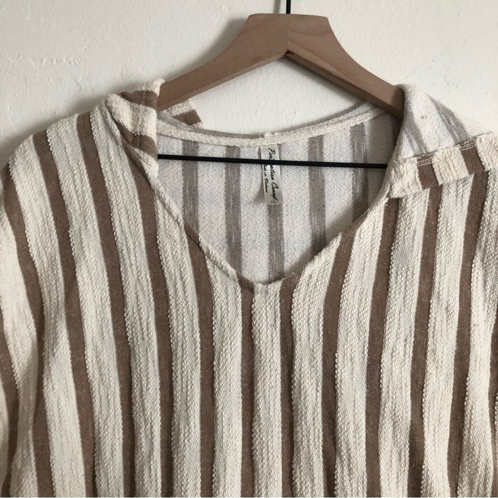 Other Perseption Concept Beach Brown White Striped Hoodie Sweater Size L / US 10 / IT 46 - 2 Thumbnail