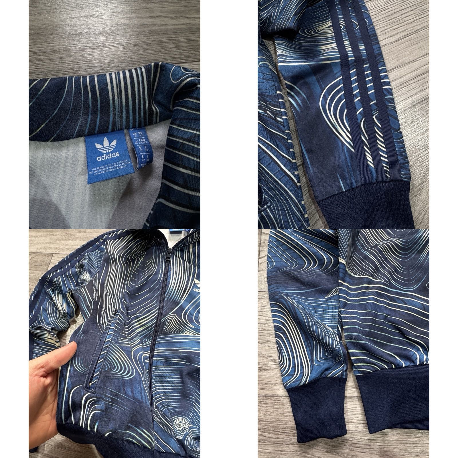 Adidas Adidas Originals Track Jacket Womens XS Multicolor Blue Fire Bird Geology Pattern Shirt Size XS / US 0-2 / IT 36-38 - 8 Thumbnail
