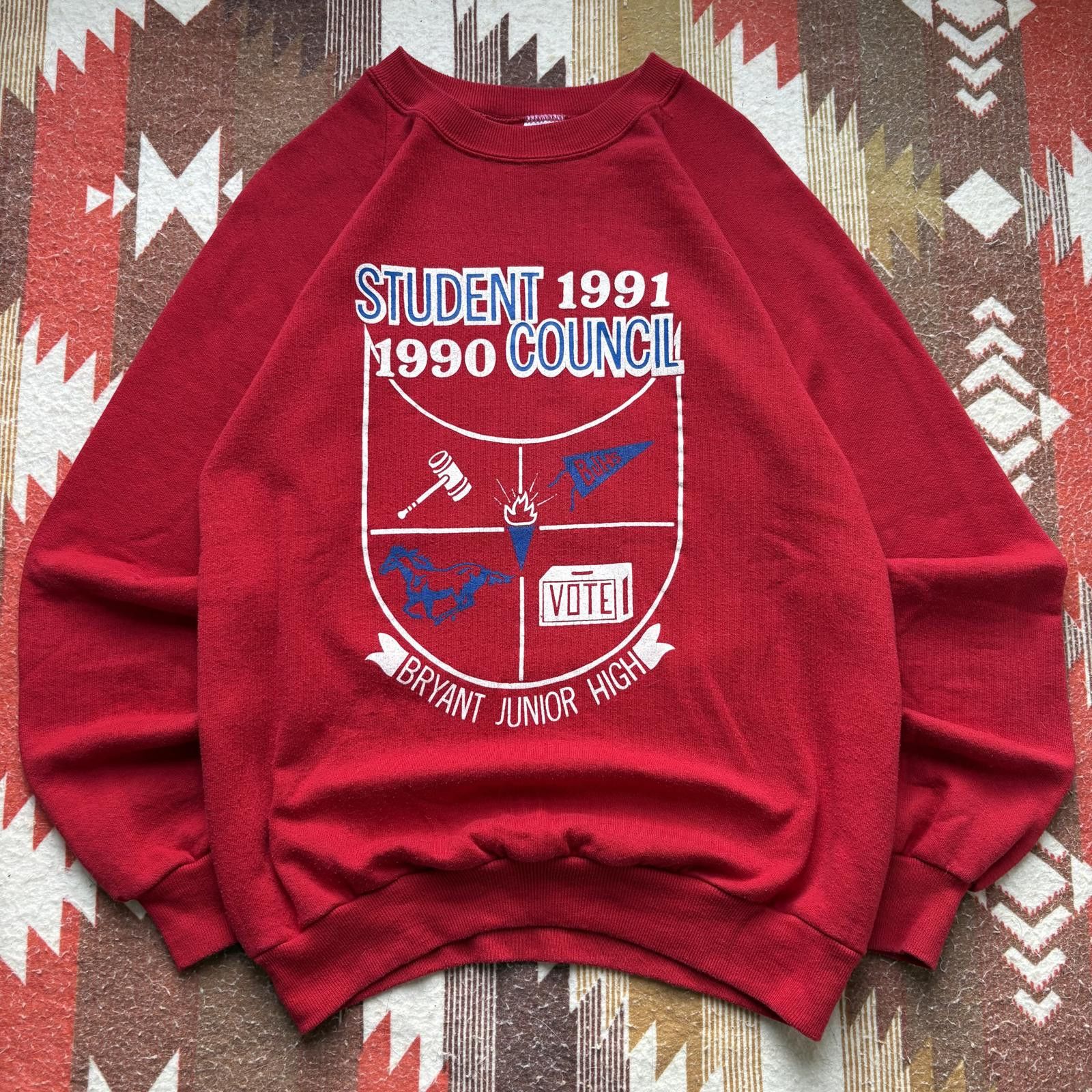 Jerzees Vintage 90s Bryant Junior High Student Council Sweatshirt Size US M / EU 48-50 / 2 - 1 Thumbnail