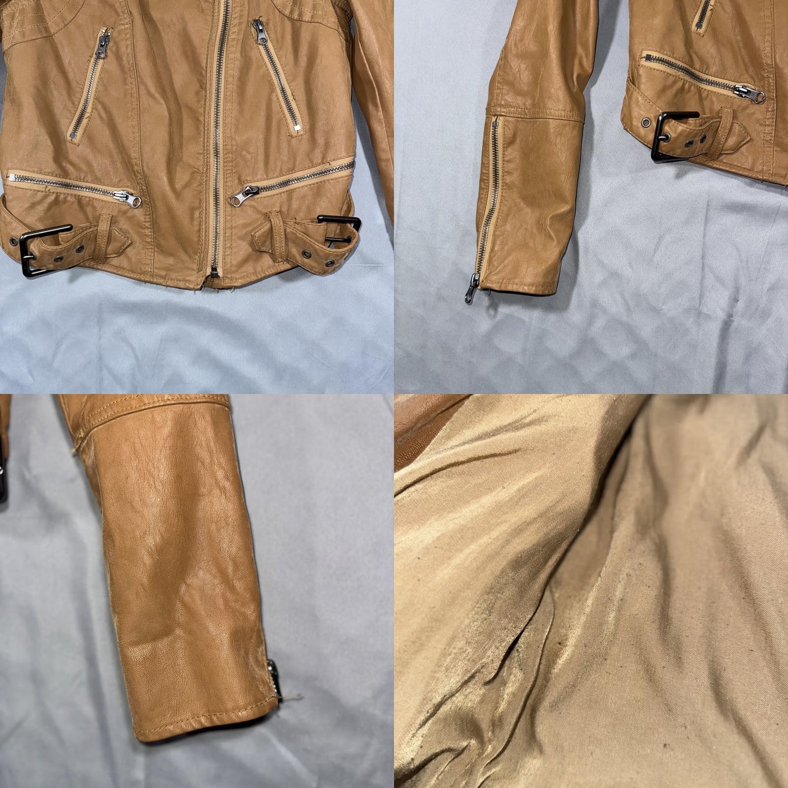 Free People VINTAGE Free People Jacket Womens XS Brown Faux Leather Moto Zip Buckle We The Free Size XS / US 0-2 / IT 36-38 - 8 Thumbnail