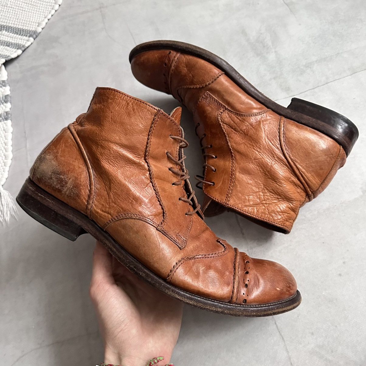Dirk Bikkembergs 00s Moma Brogue Derby Lace Up Boots Avantgarde Guidi Vibe Size US 12 / EU 45 - 6 Thumbnail