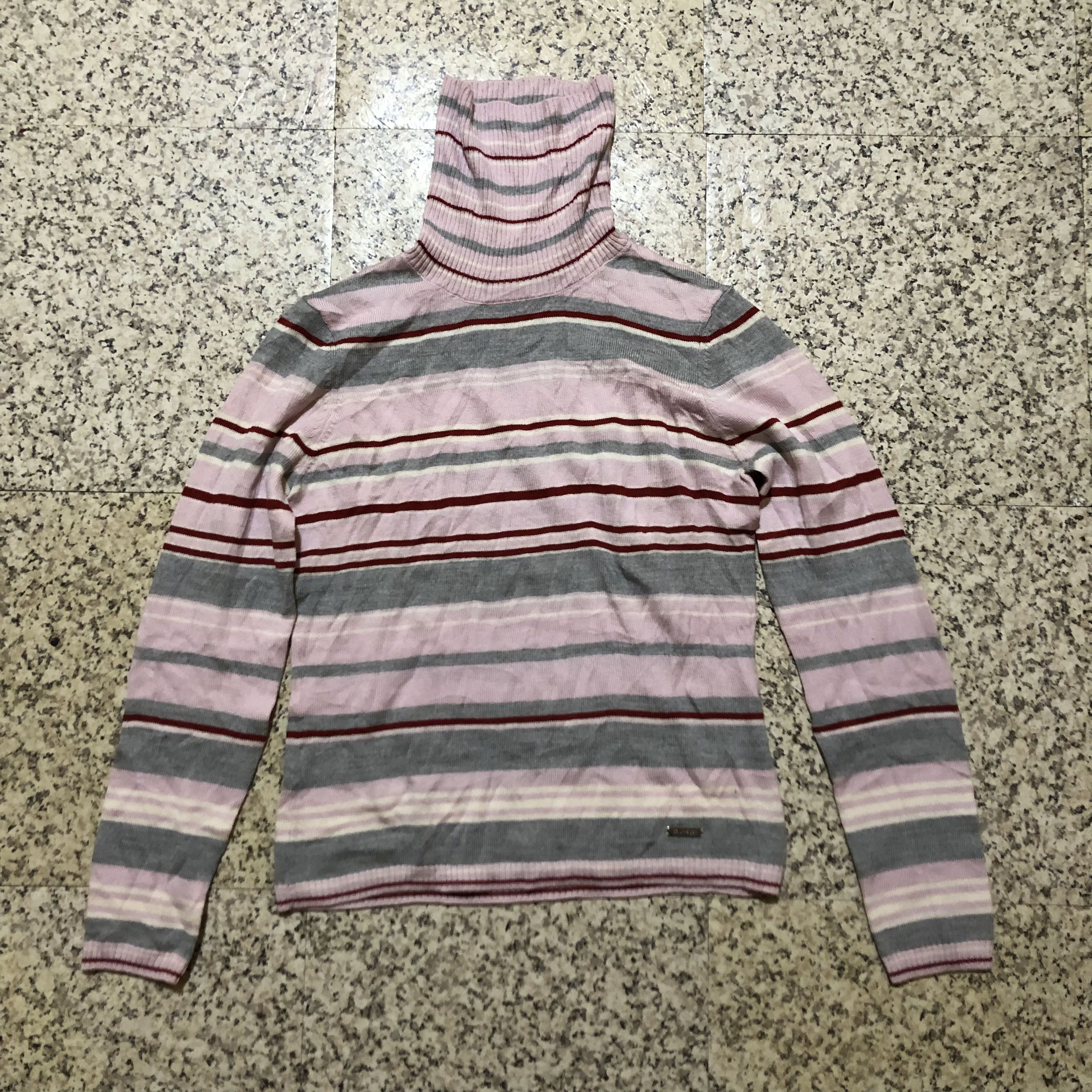 Courreges Vintage Courrèges Paris Striped Turtleneck Wool Knit Sweater Size S / US 4 / IT 40 - 1 Thumbnail