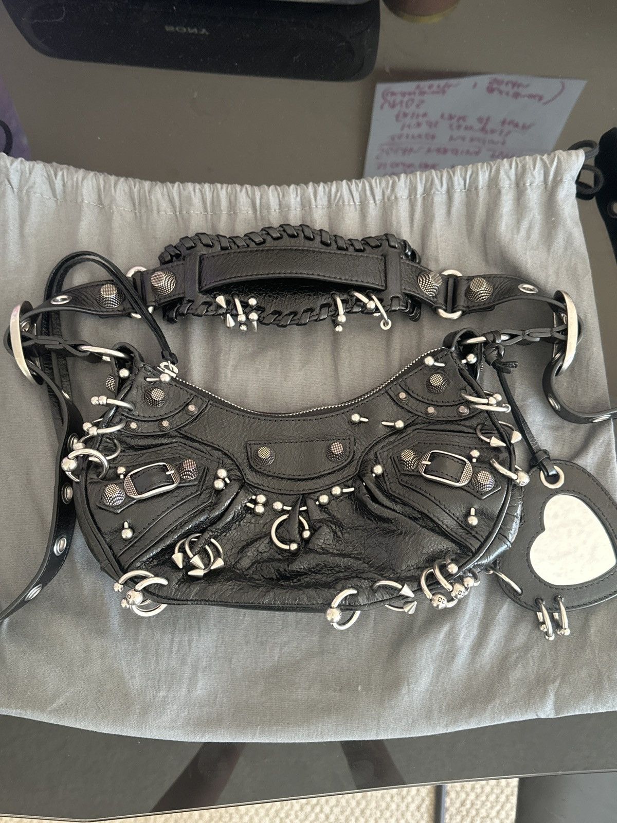 Balenciaga Womens LE Cagole XS shoulder bag with piercings in